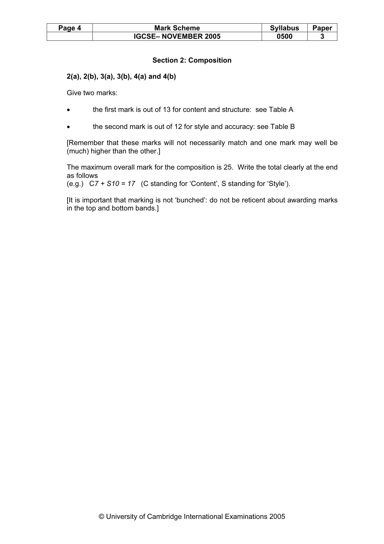 Mark scheme, page 5 of 8