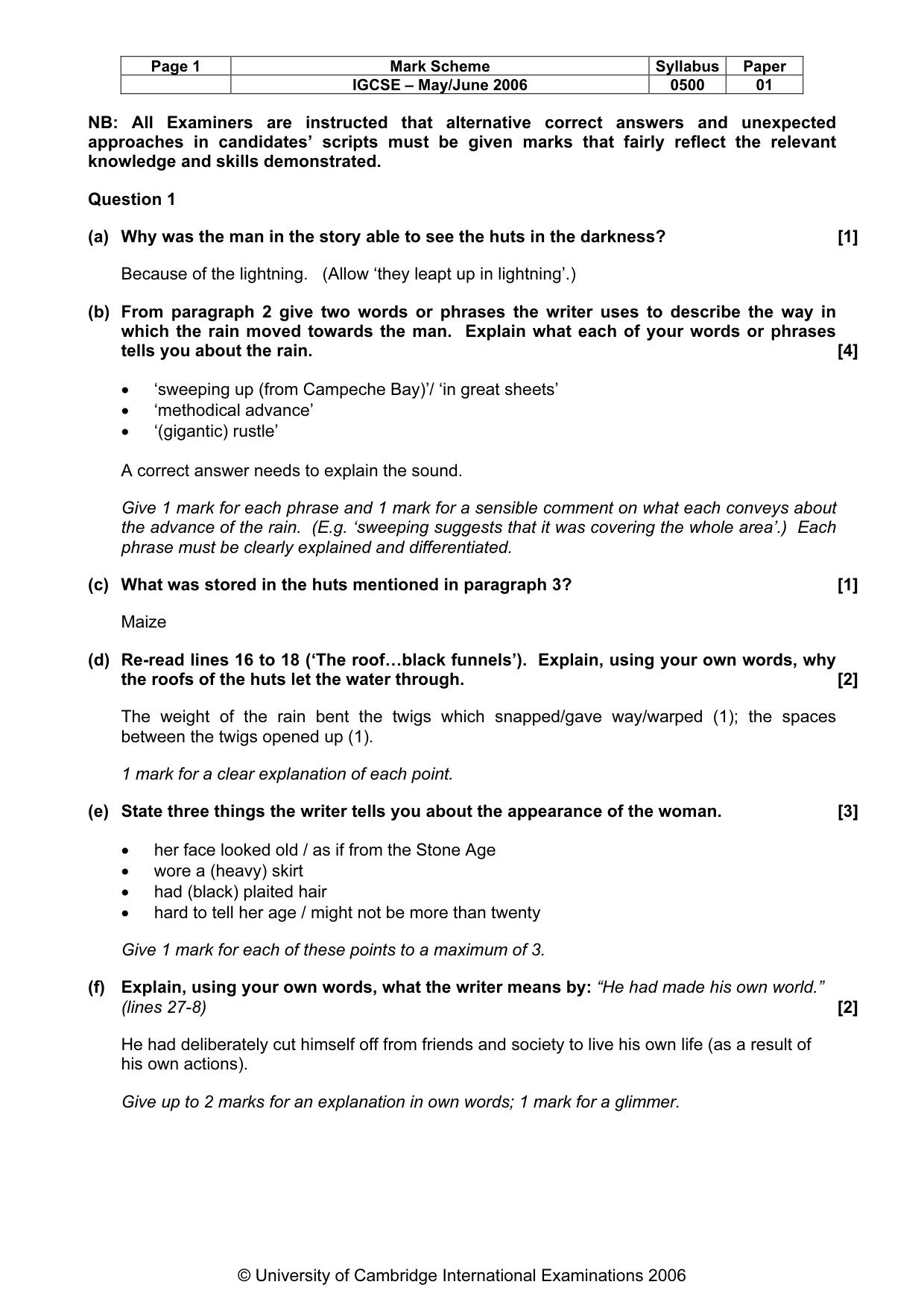 Mark scheme, page 2 of 6