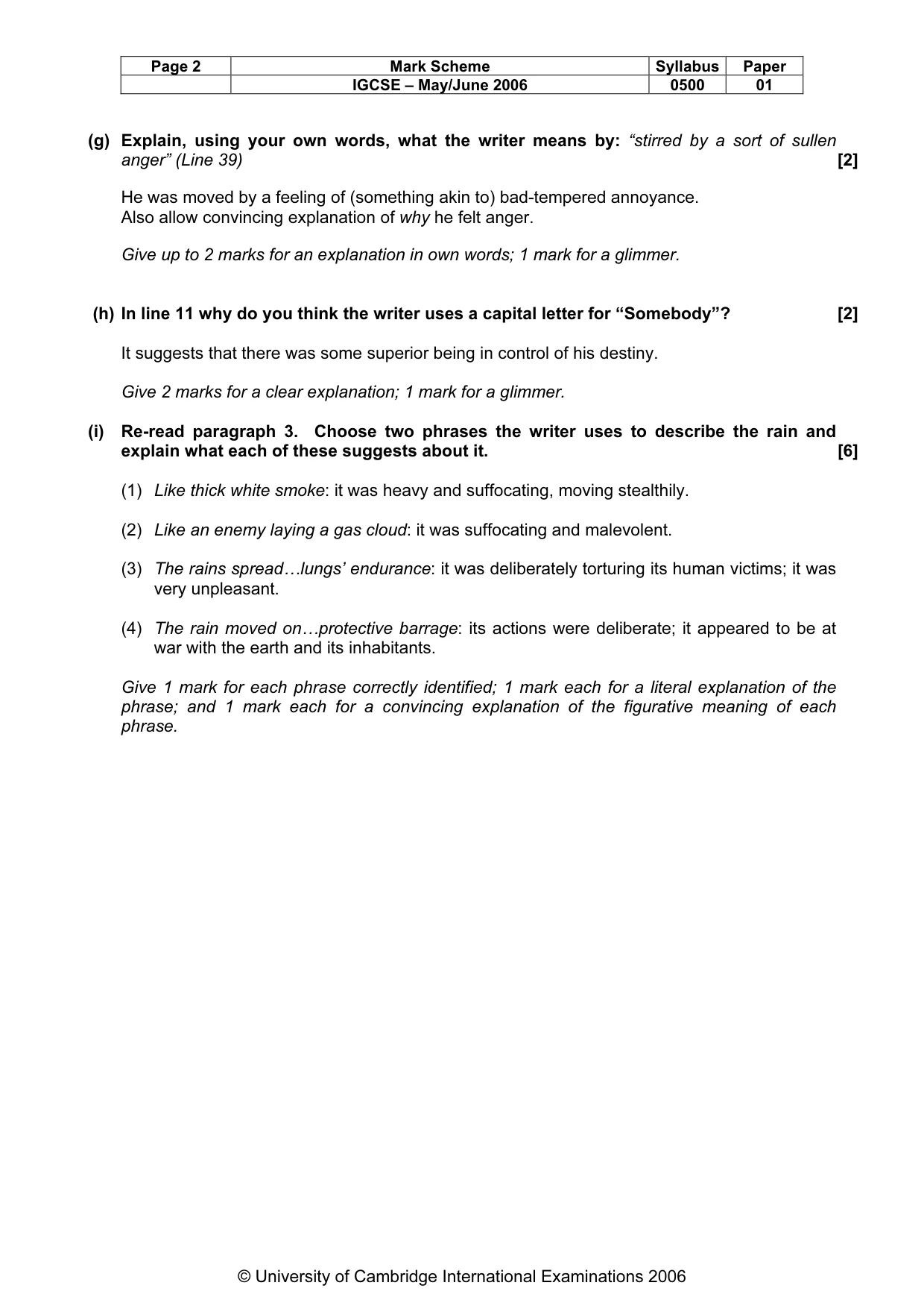 Mark scheme, page 3 of 6