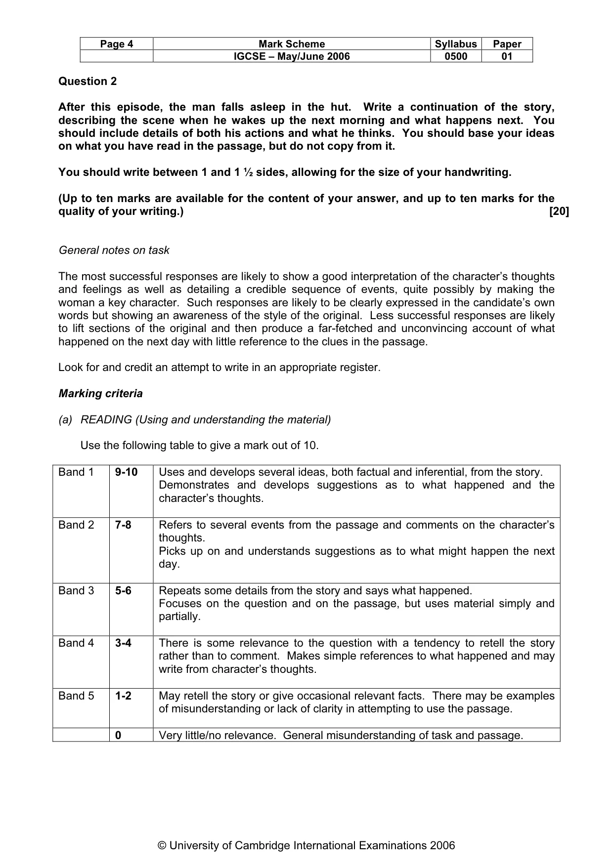 Mark scheme, page 5 of 6