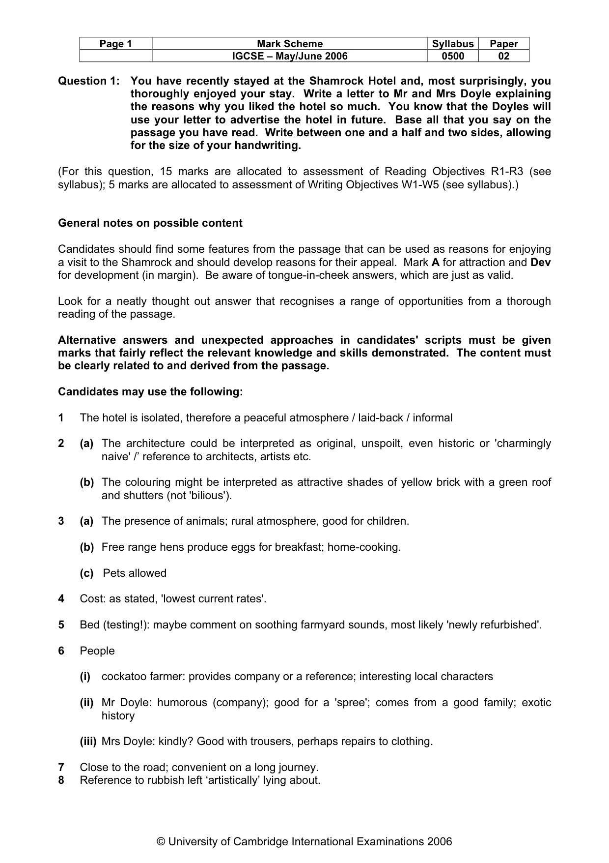 Mark scheme, page 2 of 7