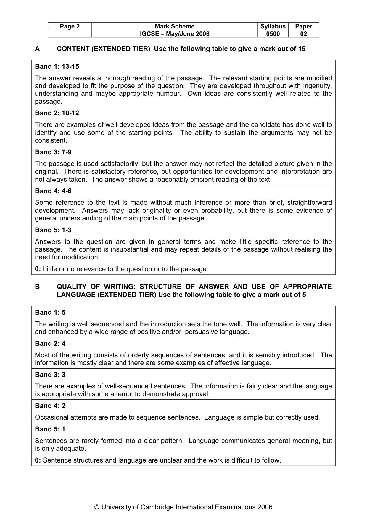 Mark scheme, page 3 of 7