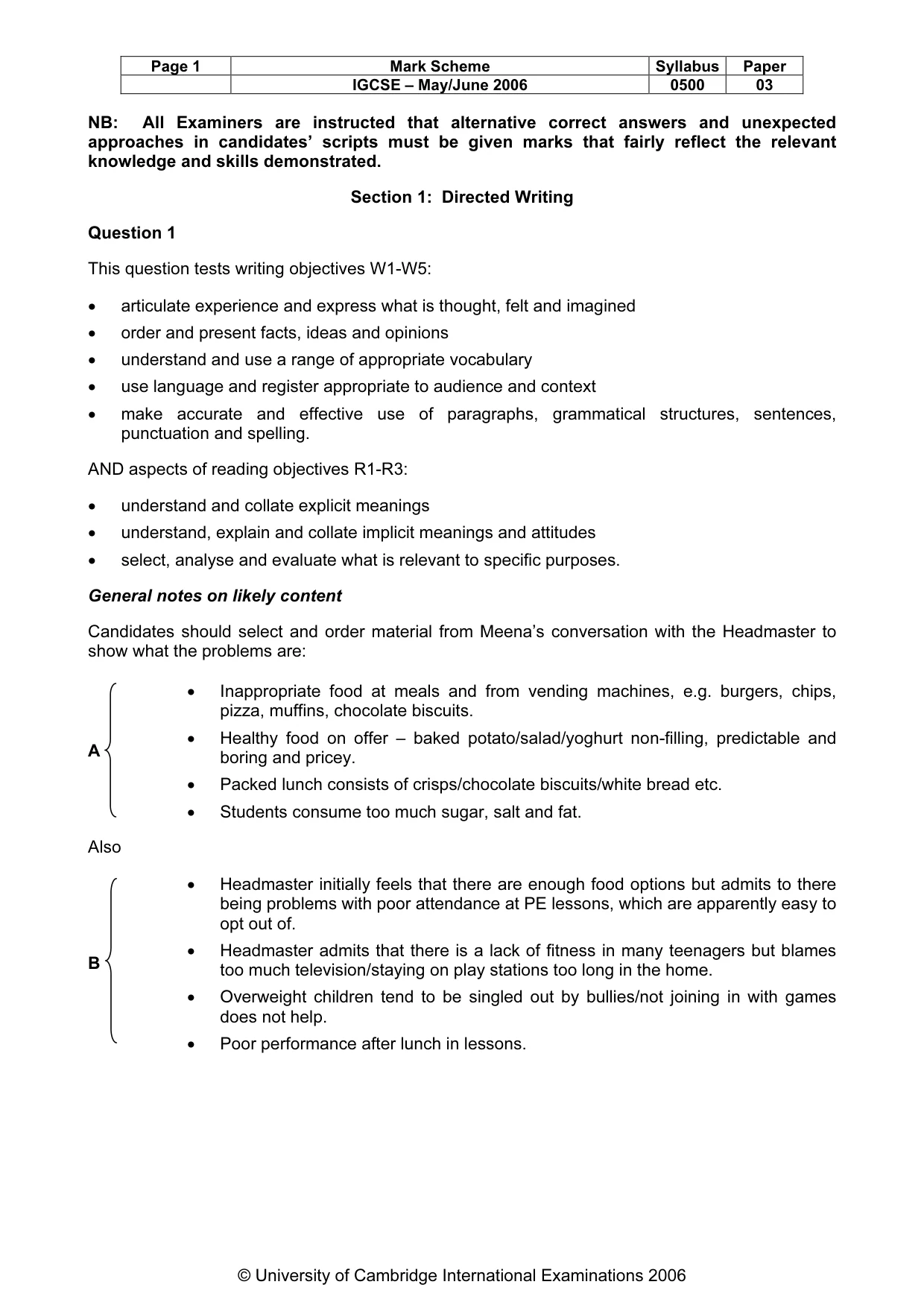 Mark scheme, page 2 of 8