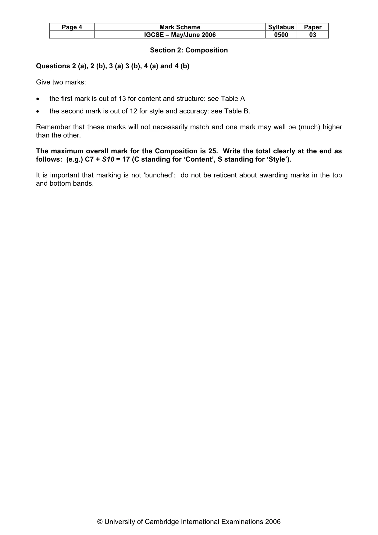 Mark scheme, page 5 of 8