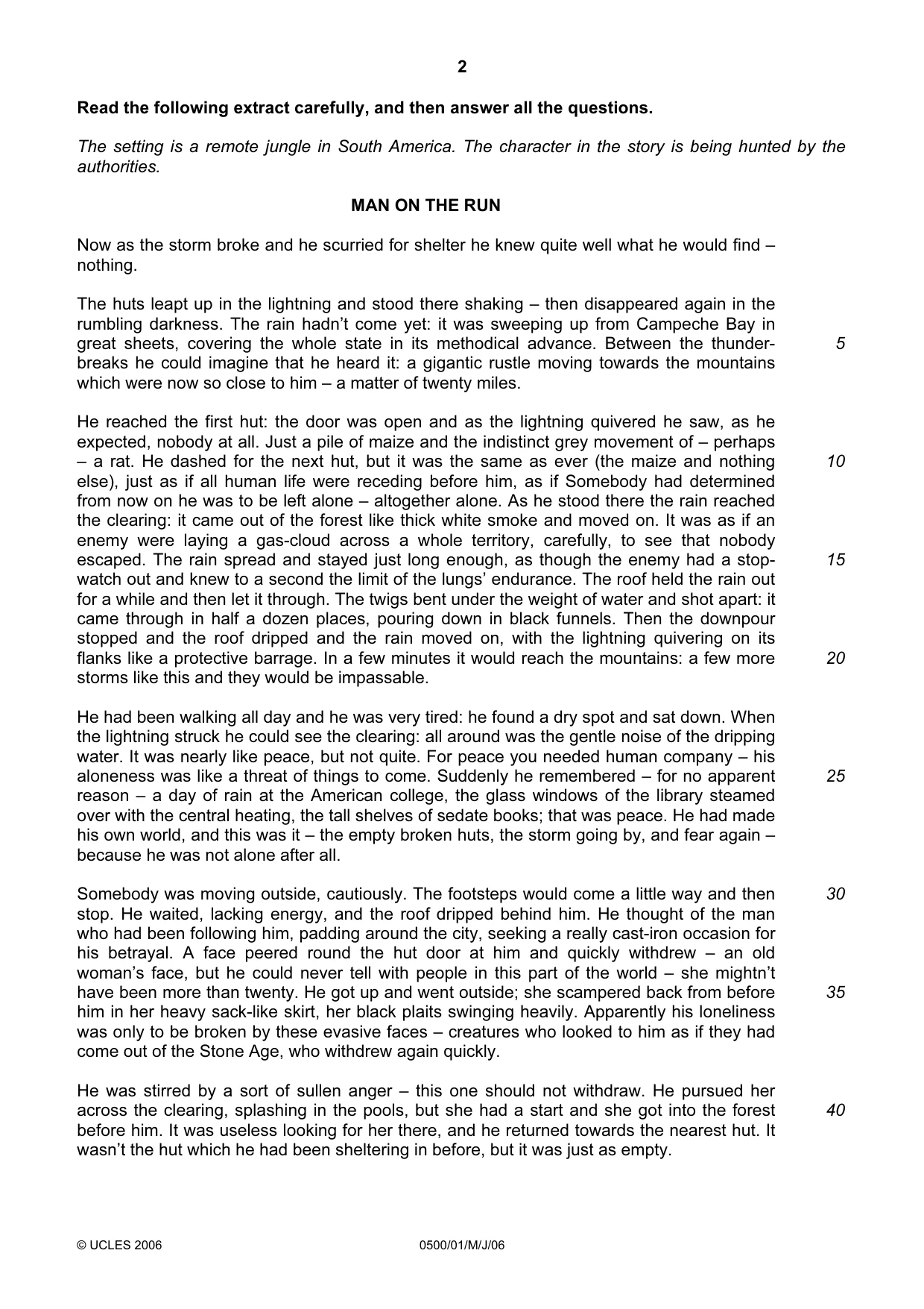 Cambridge IGCSE English - First Language 0500 2006 May/June Paper 1 · Variant 1 question paper, page 2 of 4