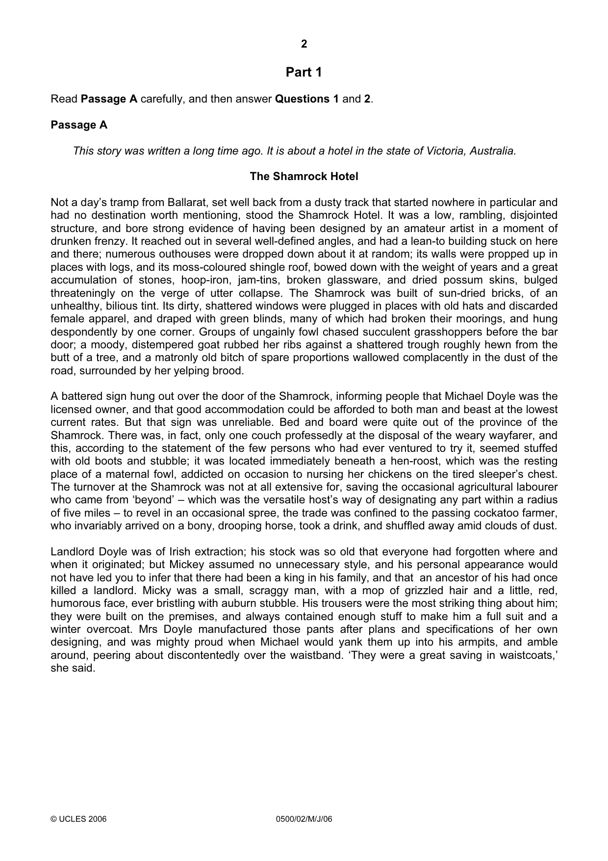 Cambridge IGCSE English - First Language 0500 2006 May/June Paper 2 · Variant 1 question paper, page 2 of 8
