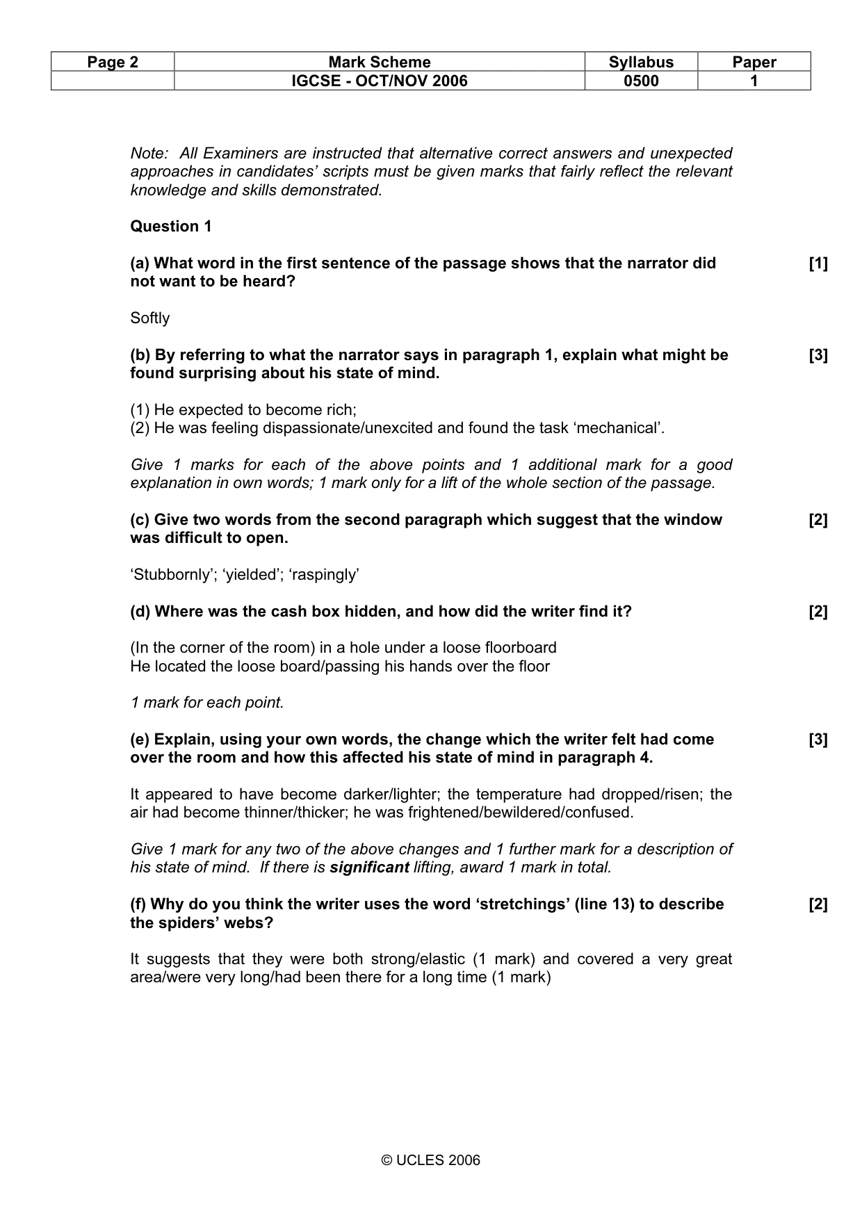 Mark scheme, page 2 of 6