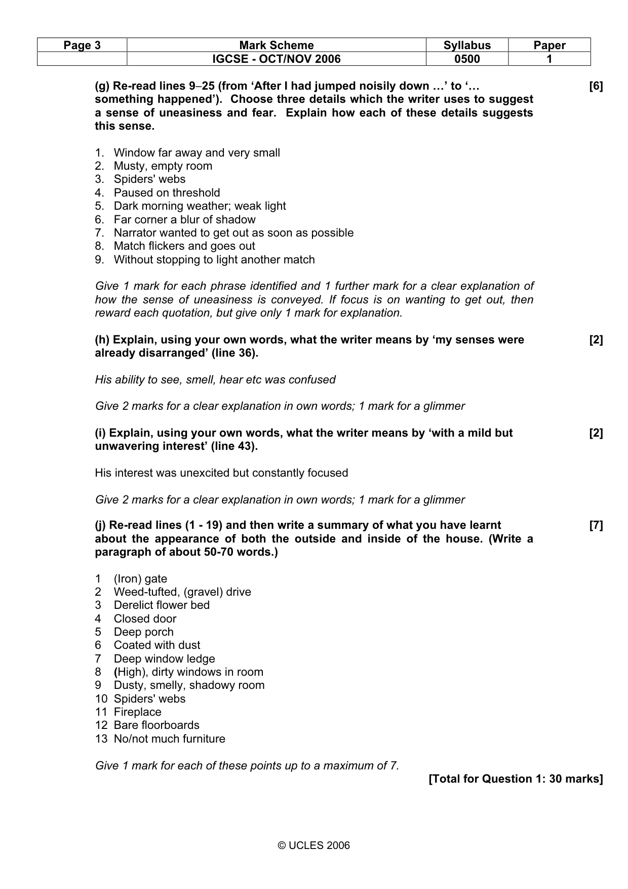 Mark scheme, page 3 of 6