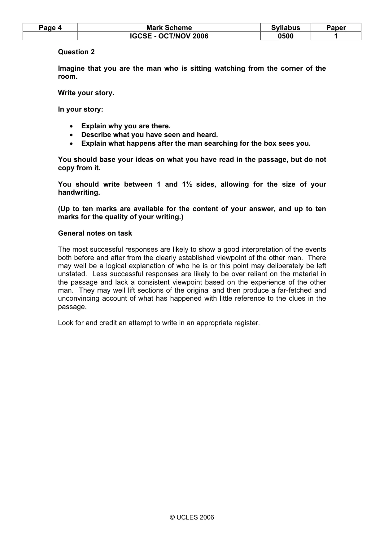 Mark scheme, page 4 of 6