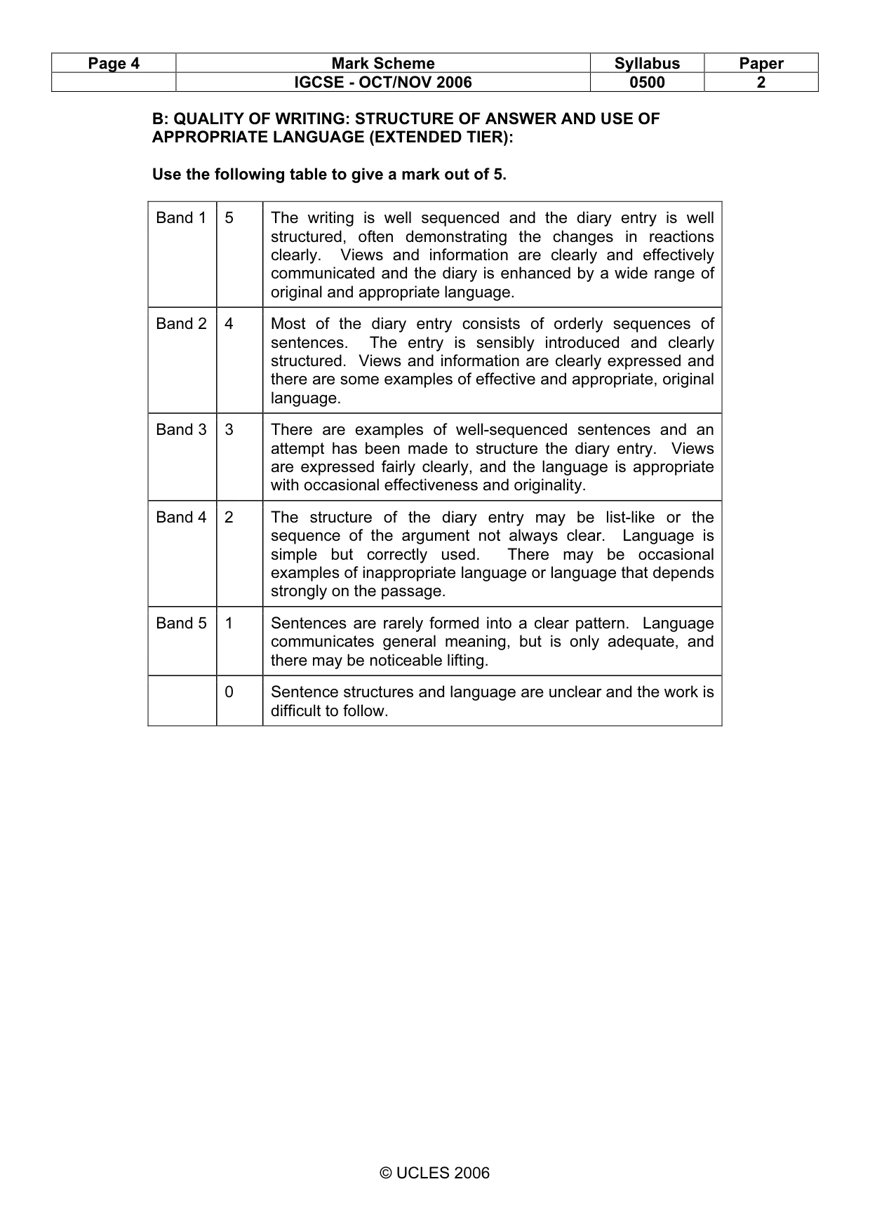 Mark scheme, page 4 of 8