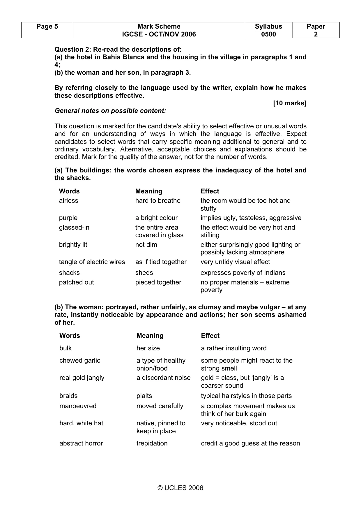 Mark scheme, page 5 of 8