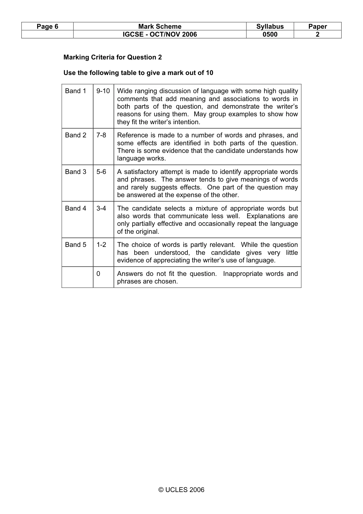 Mark scheme, page 6 of 8
