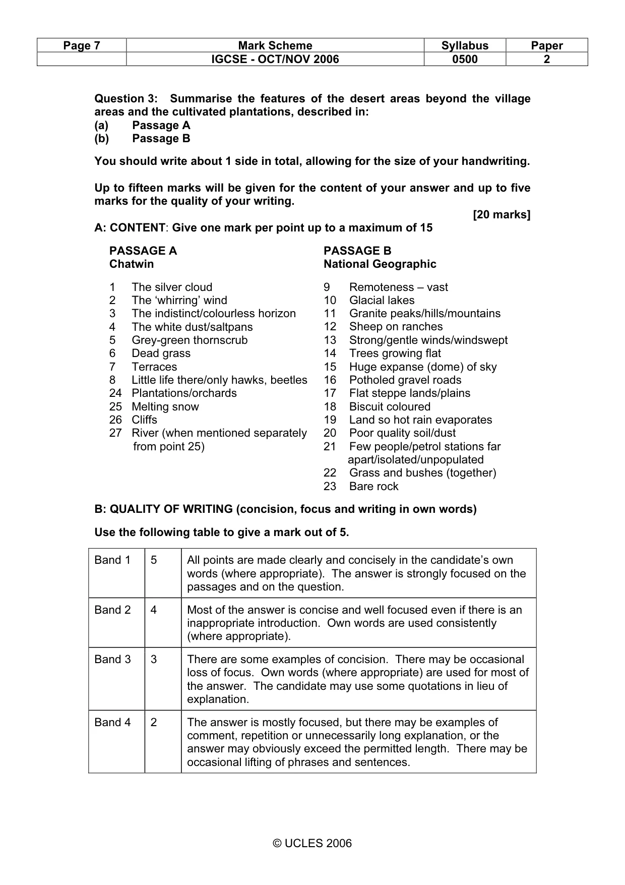 Mark scheme, page 7 of 8