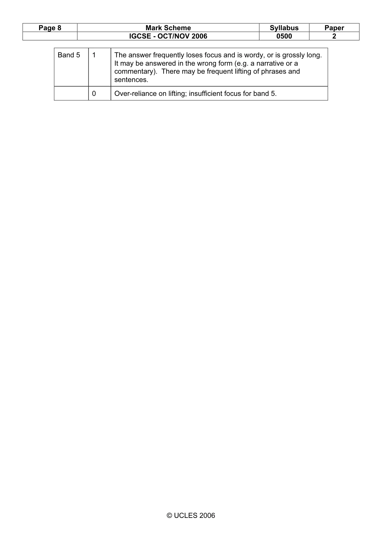 Mark scheme, page 8 of 8