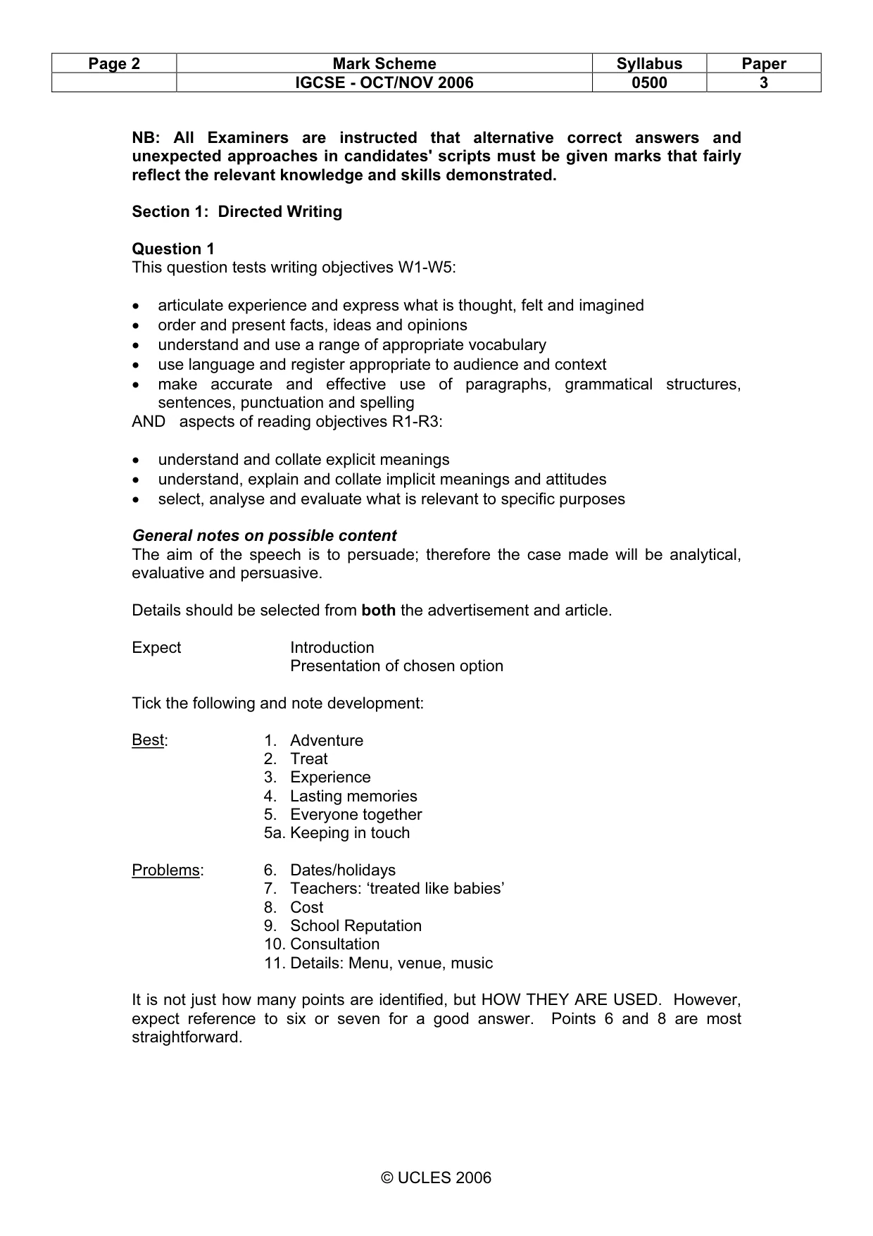 Mark scheme, page 2 of 8