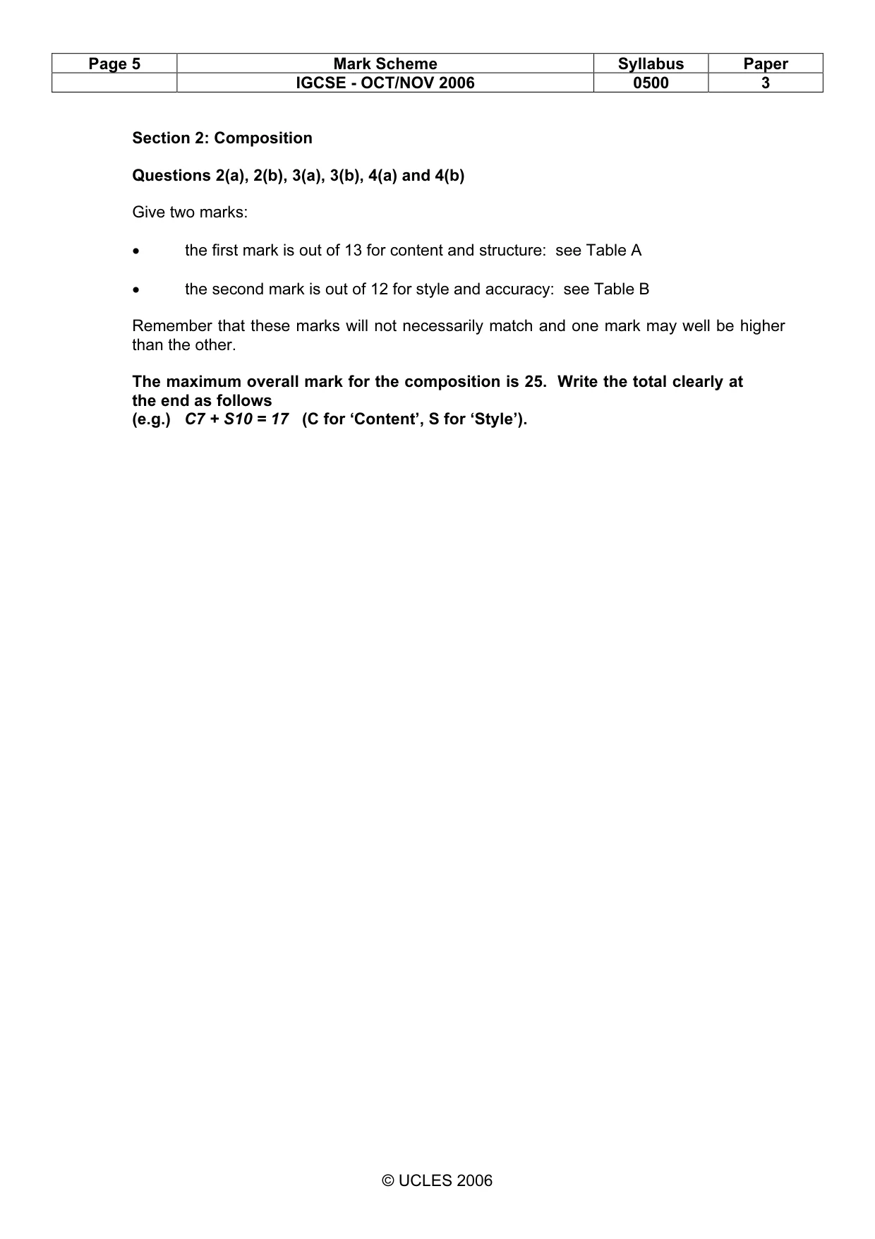 Mark scheme, page 5 of 8