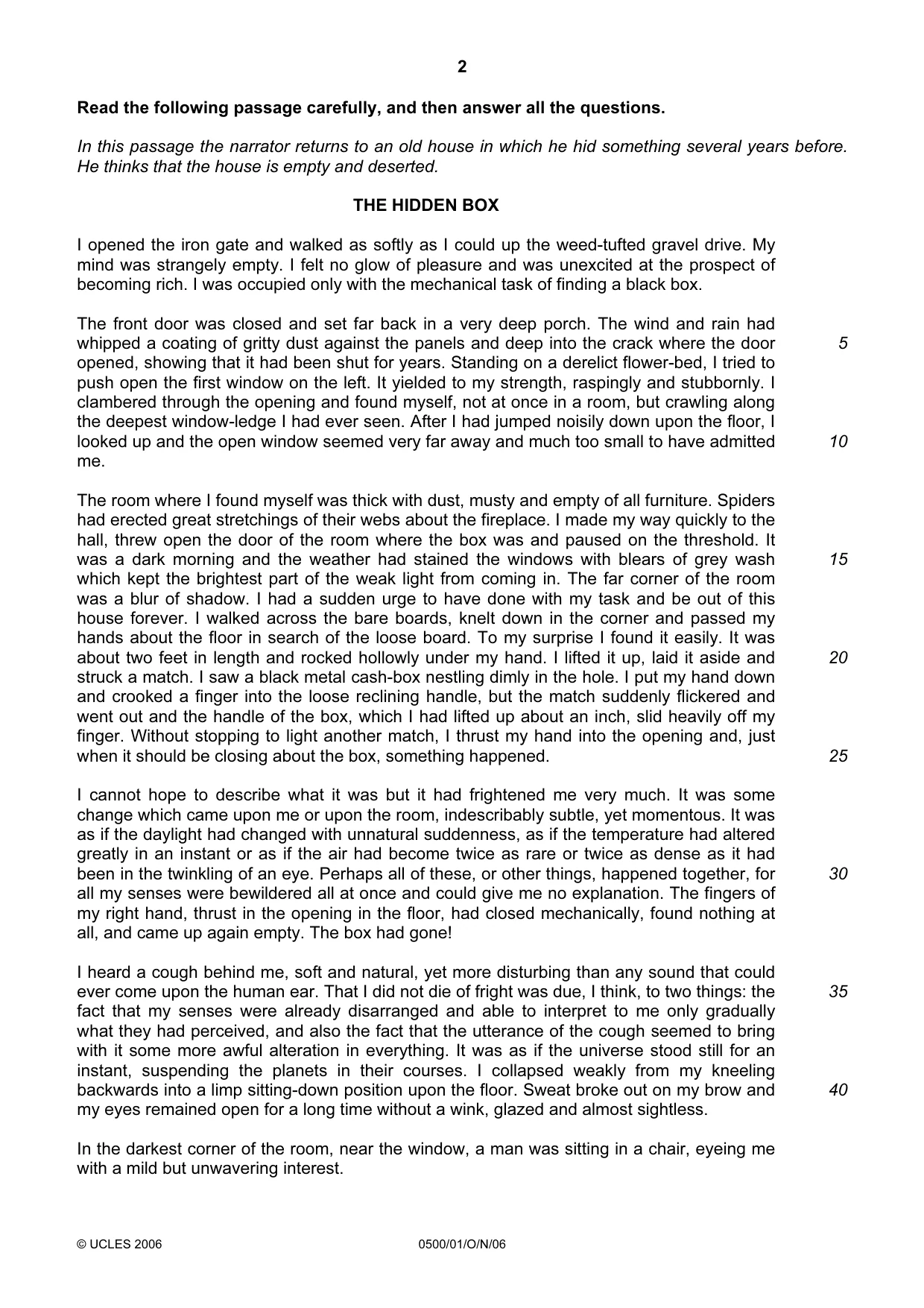 Cambridge IGCSE English - First Language 0500 2006 Oct/Nov Paper 1 · Variant 1 question paper, page 2 of 4