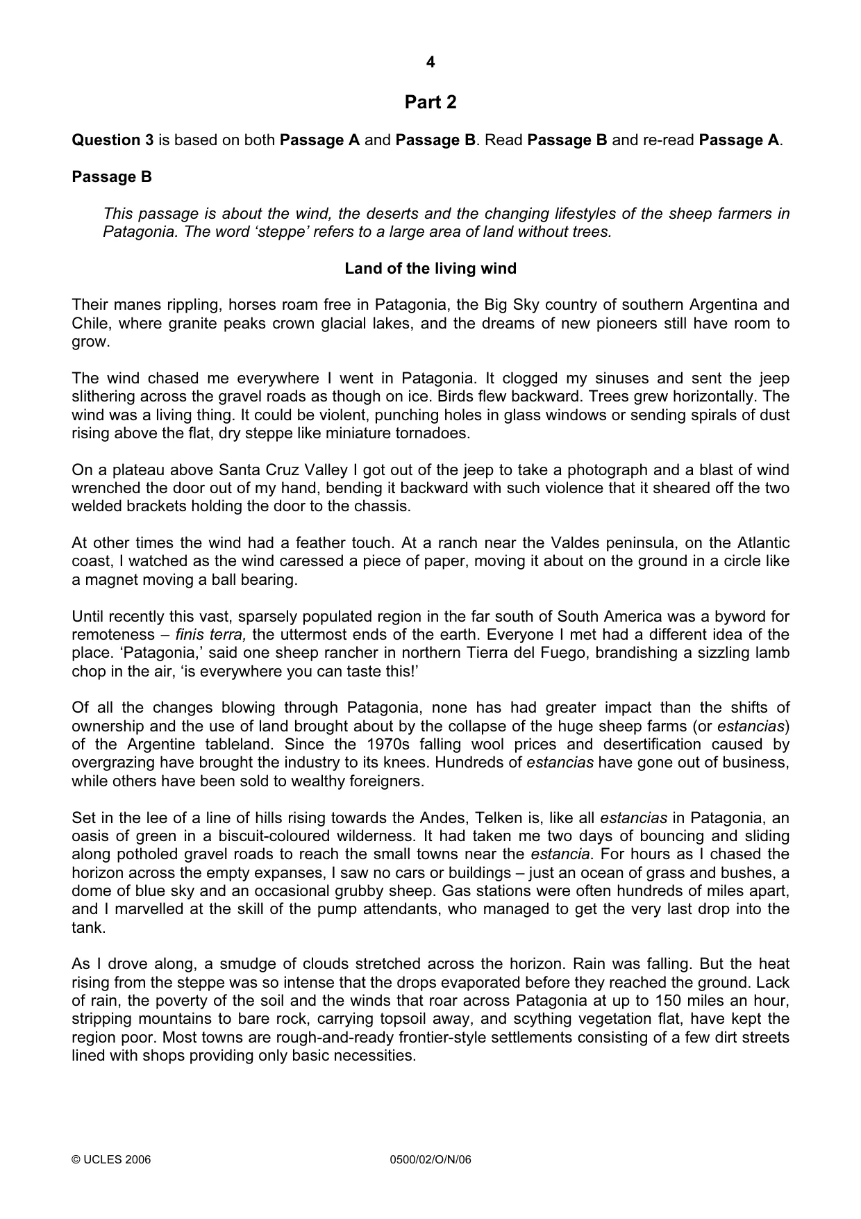 Cambridge IGCSE English - First Language 0500 2006 Oct/Nov Paper 2 · Variant 1 question paper, page 4 of 8