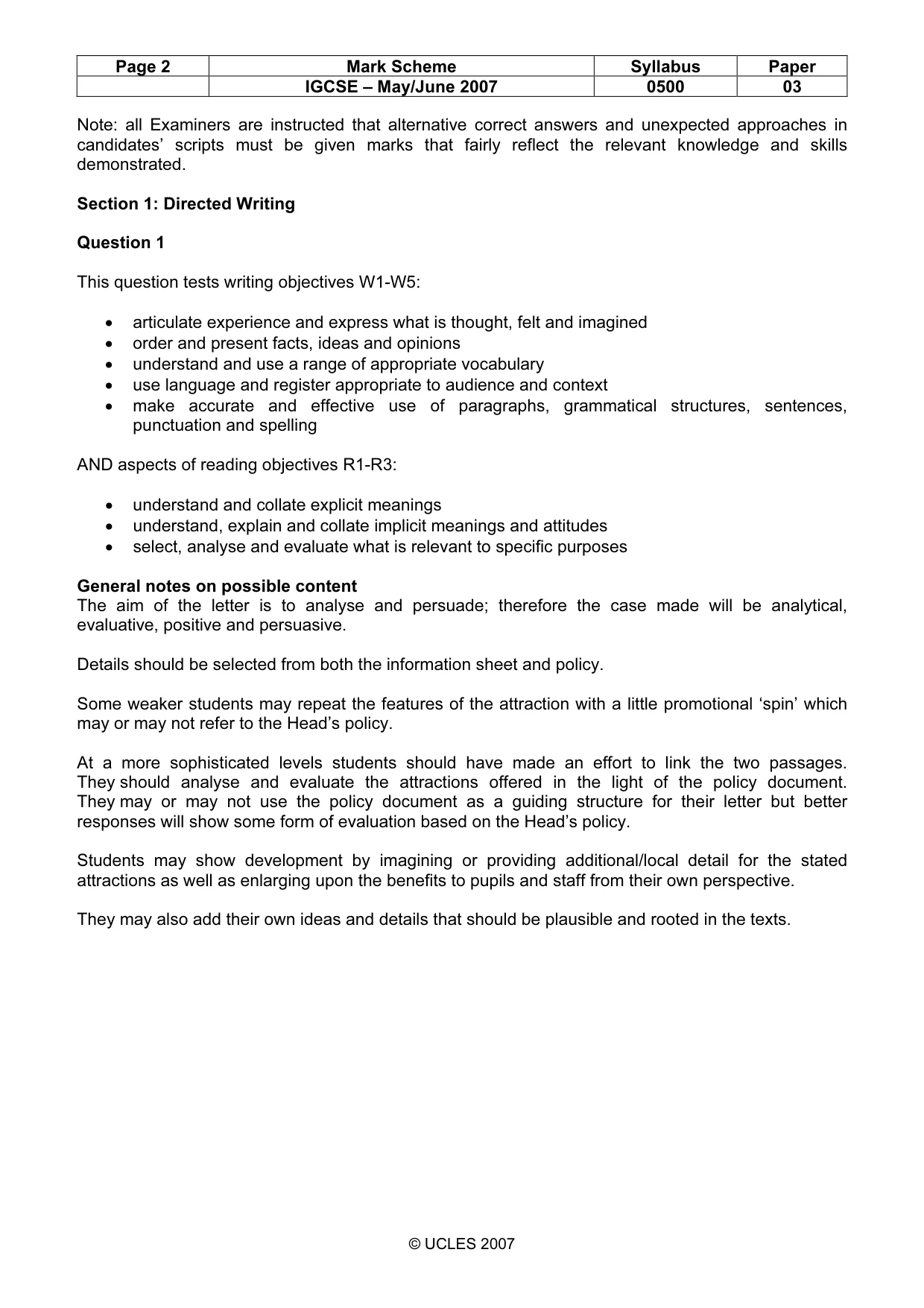Mark scheme, page 2 of 8