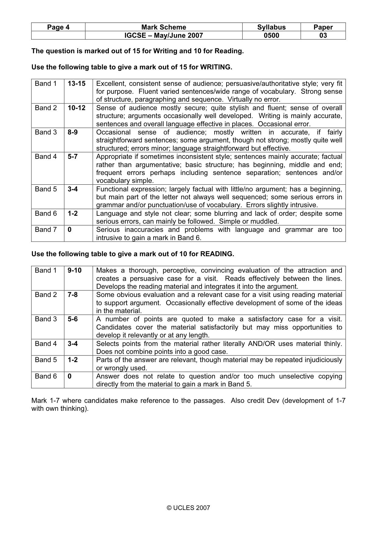 Mark scheme, page 4 of 8