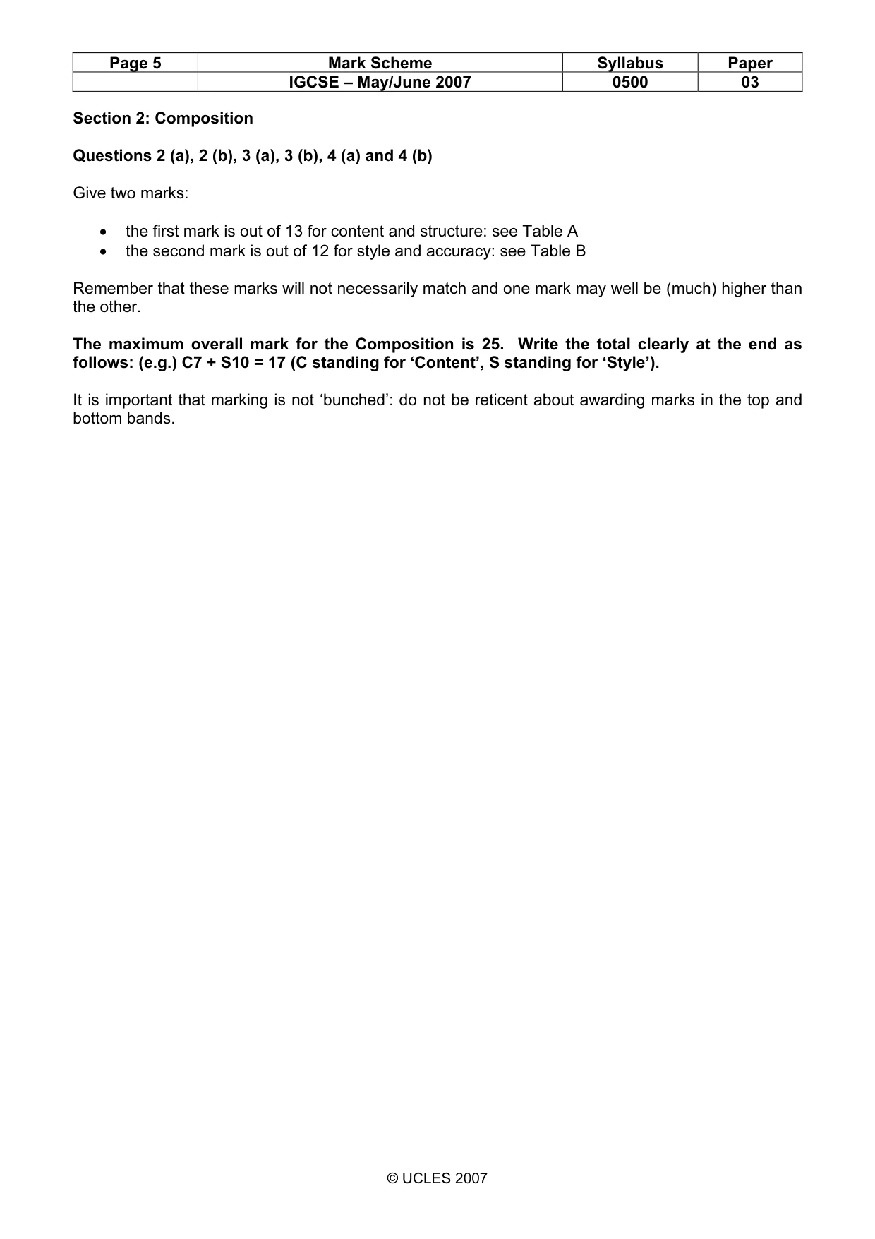 Mark scheme, page 5 of 8
