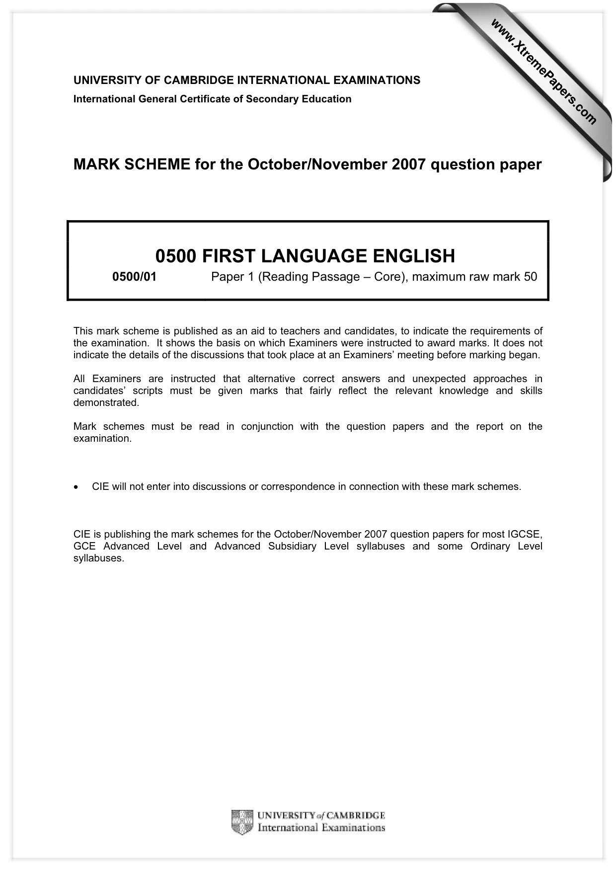 Mark scheme, page 1 of 5
