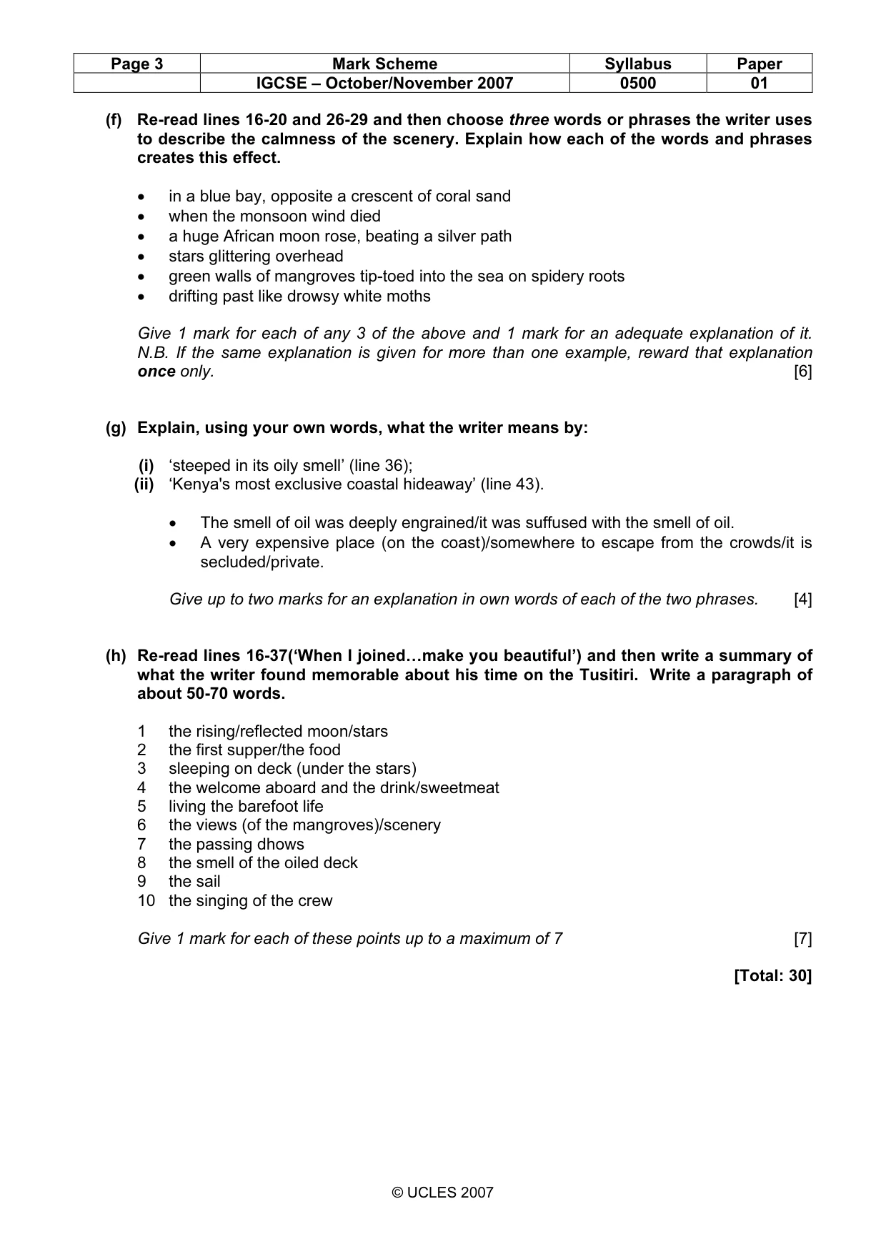 Mark scheme, page 3 of 5