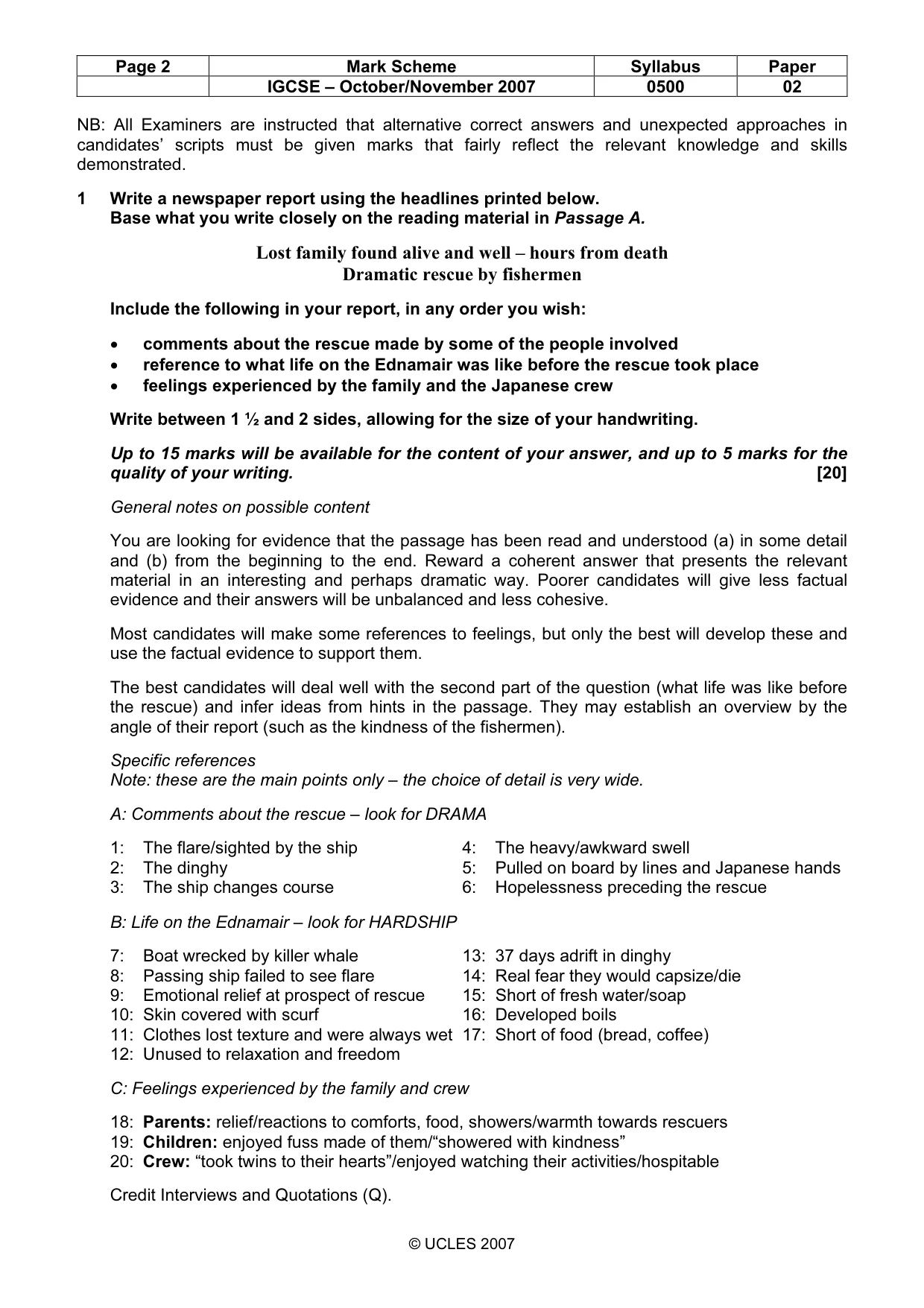 Mark scheme, page 2 of 9