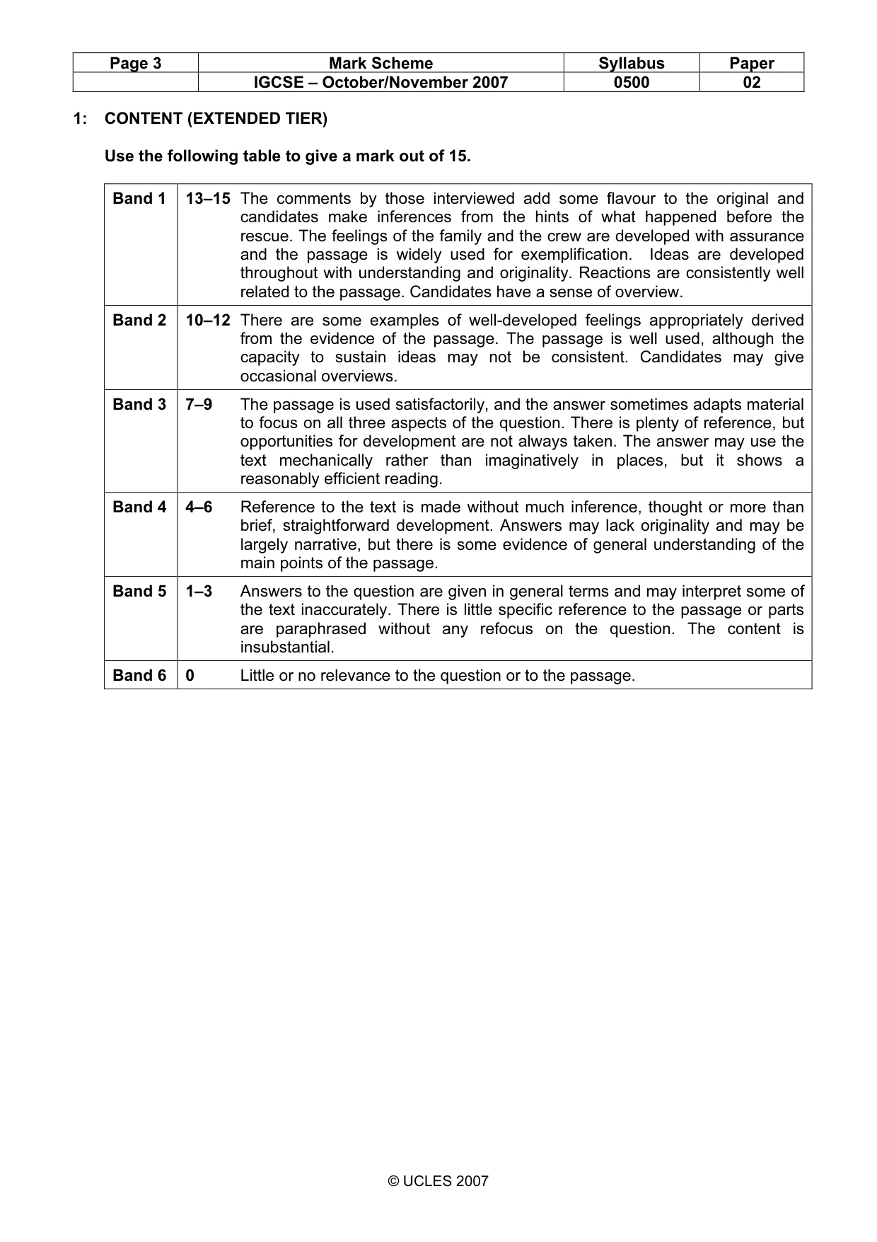Mark scheme, page 3 of 9