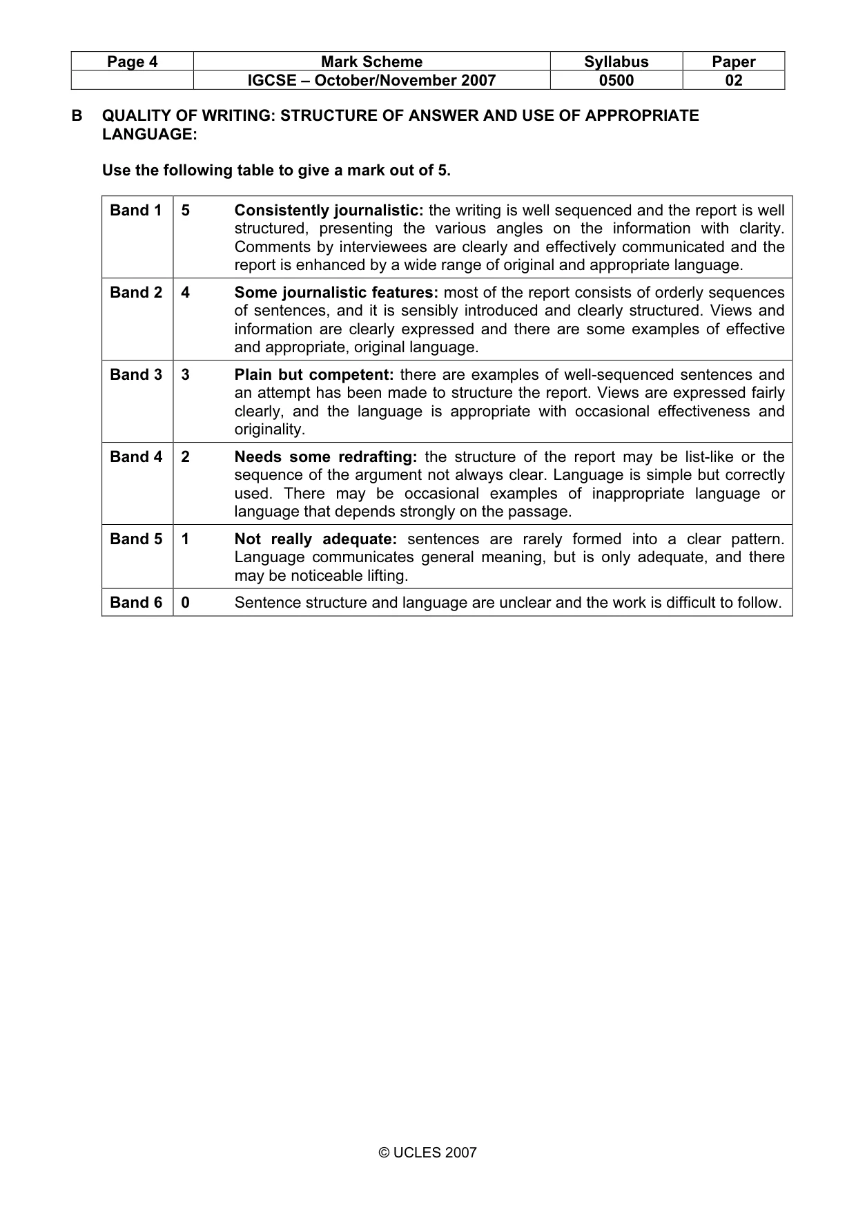 Mark scheme, page 4 of 9