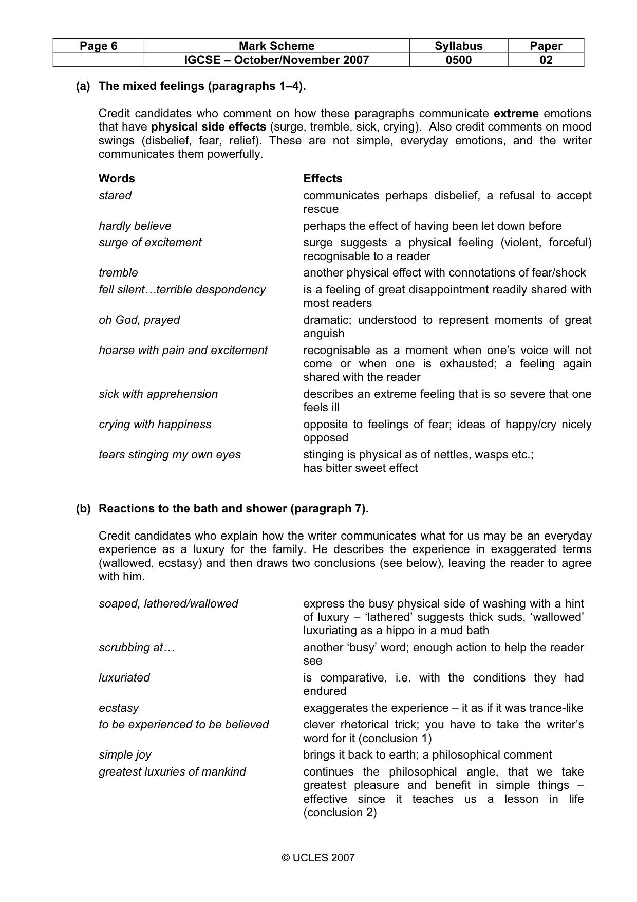 Mark scheme, page 6 of 9