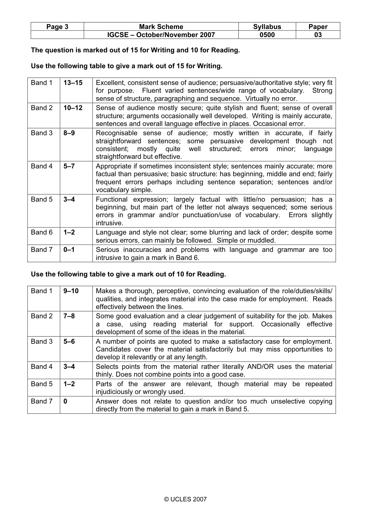 Mark scheme, page 3 of 7