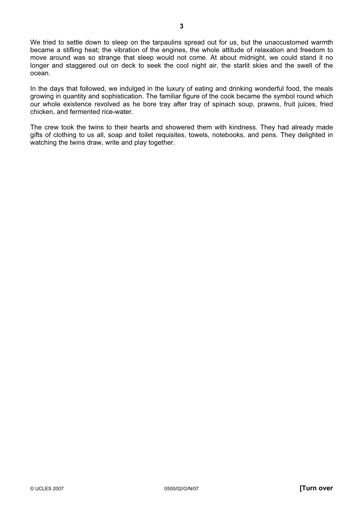 Cambridge IGCSE English - First Language 0500 2007 Oct/Nov Paper 2 · Variant 1 question paper, page 3 of 8