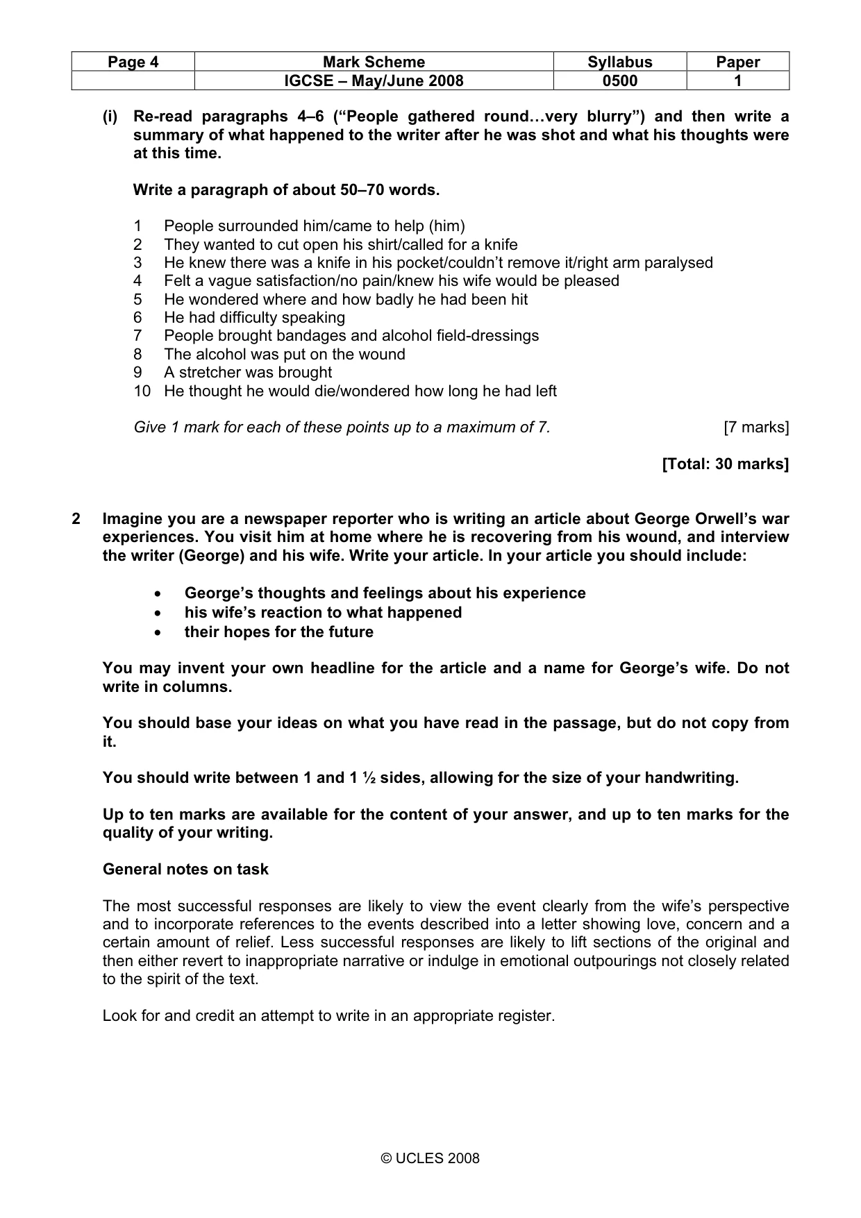 Mark scheme, page 4 of 5
