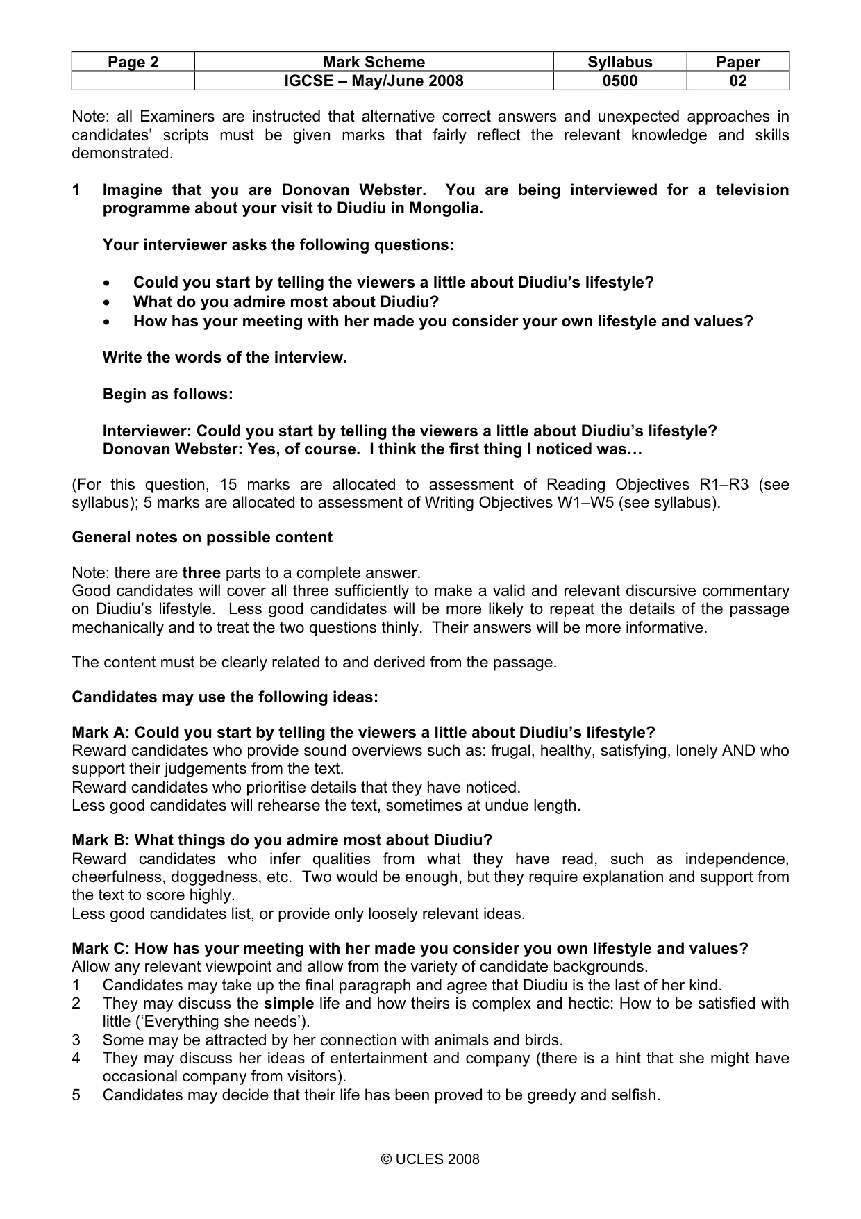 Mark scheme, page 2 of 7