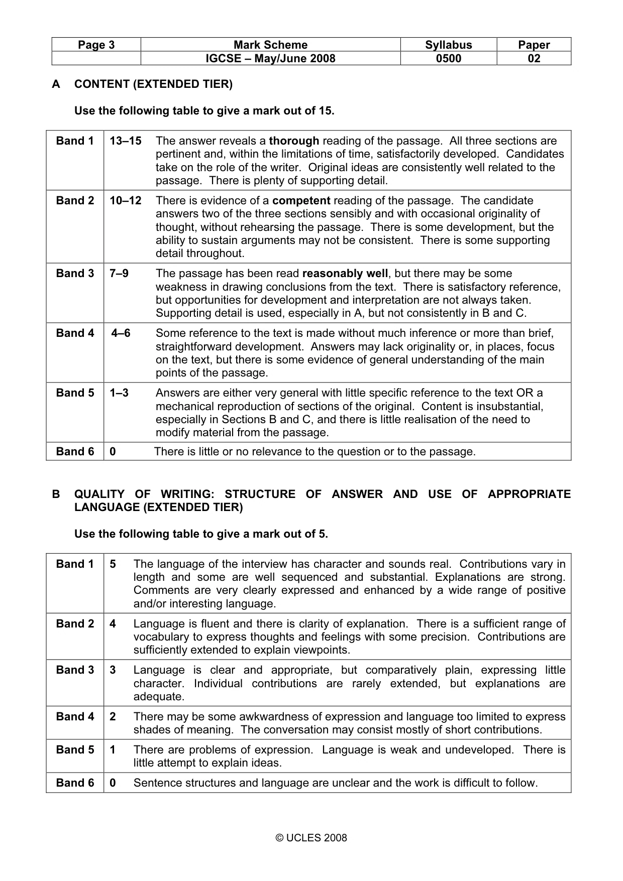 Mark scheme, page 3 of 7