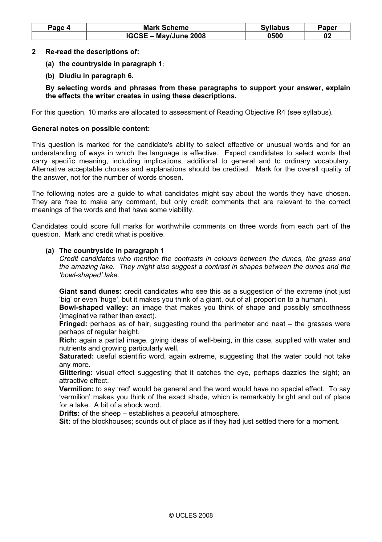 Mark scheme, page 4 of 7