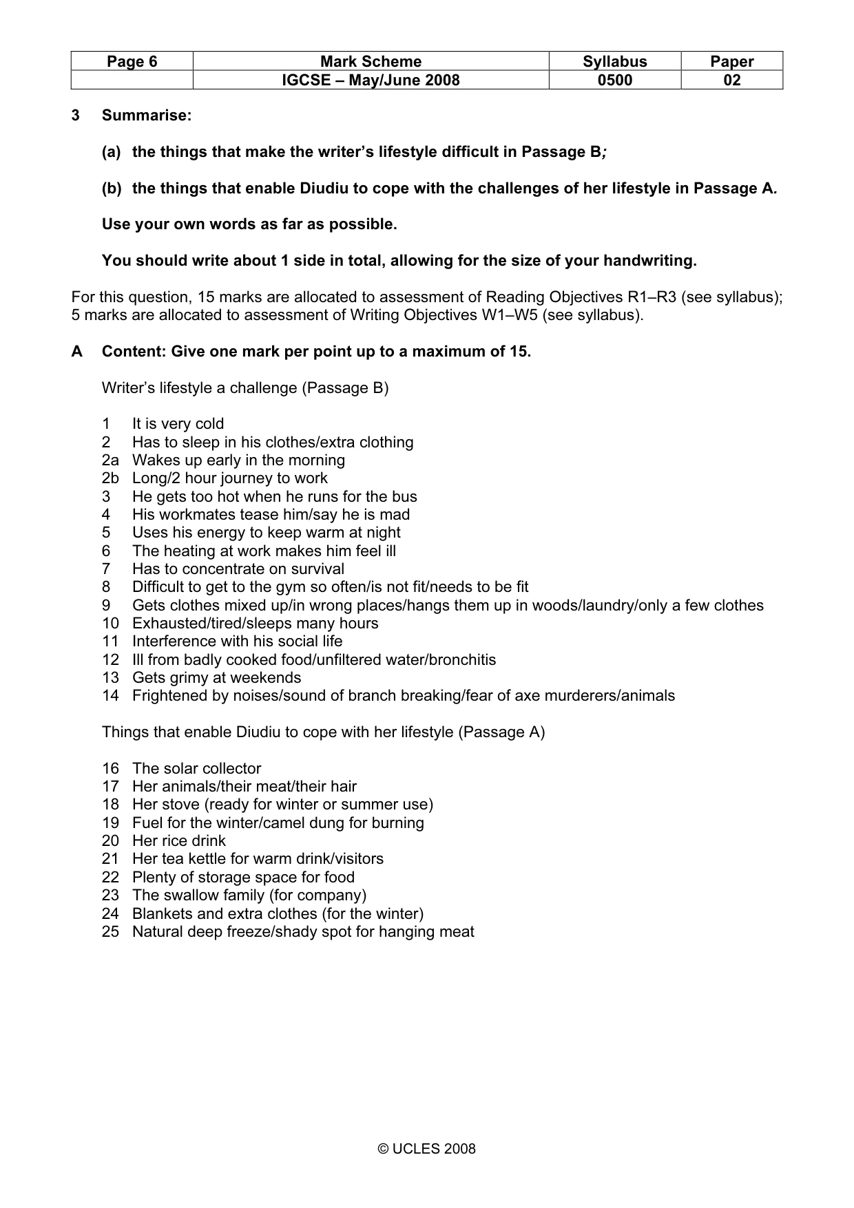 Mark scheme, page 6 of 7
