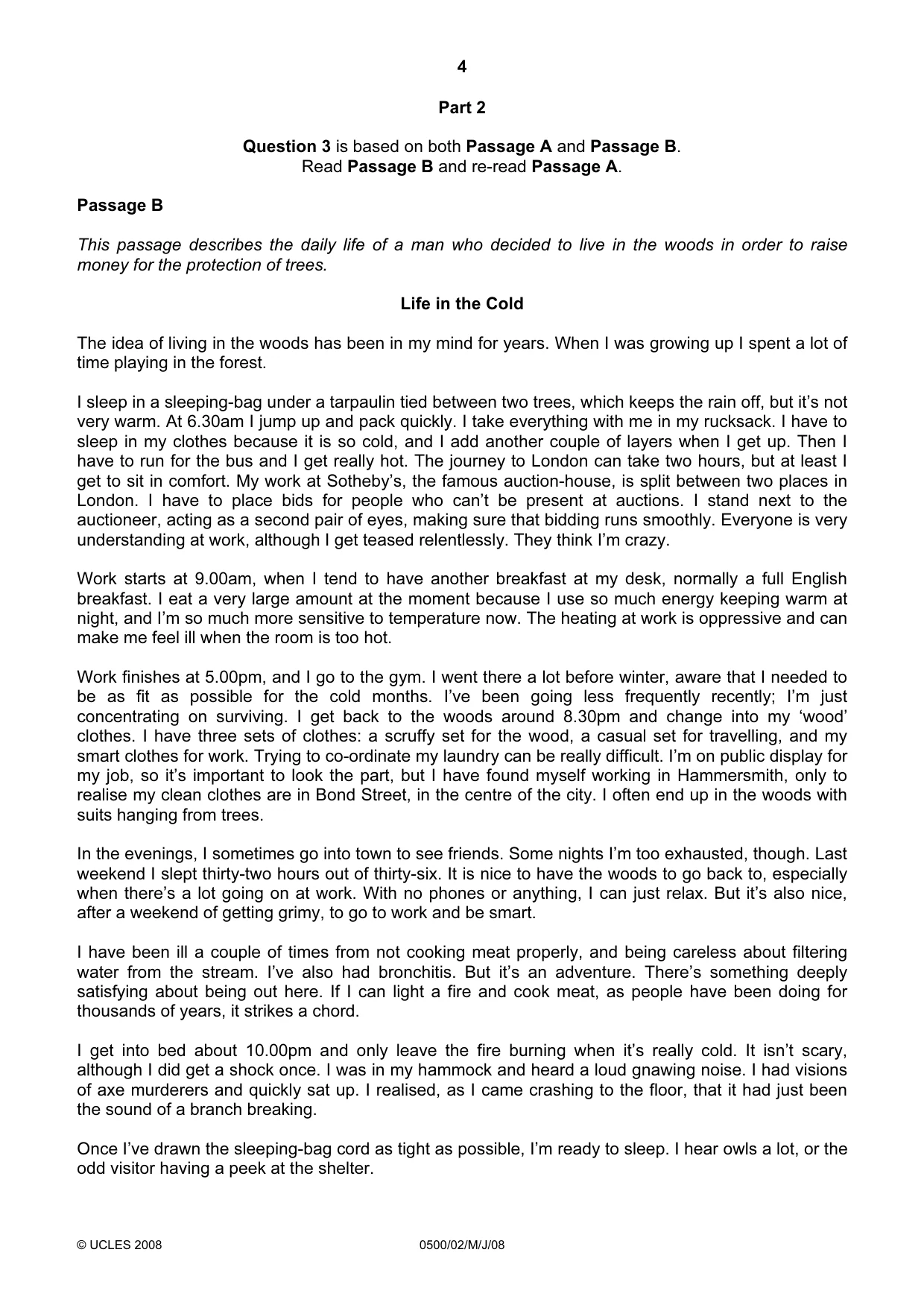 Cambridge IGCSE English - First Language 0500 2008 May/June Paper 2 · Variant 1 question paper, page 4 of 8