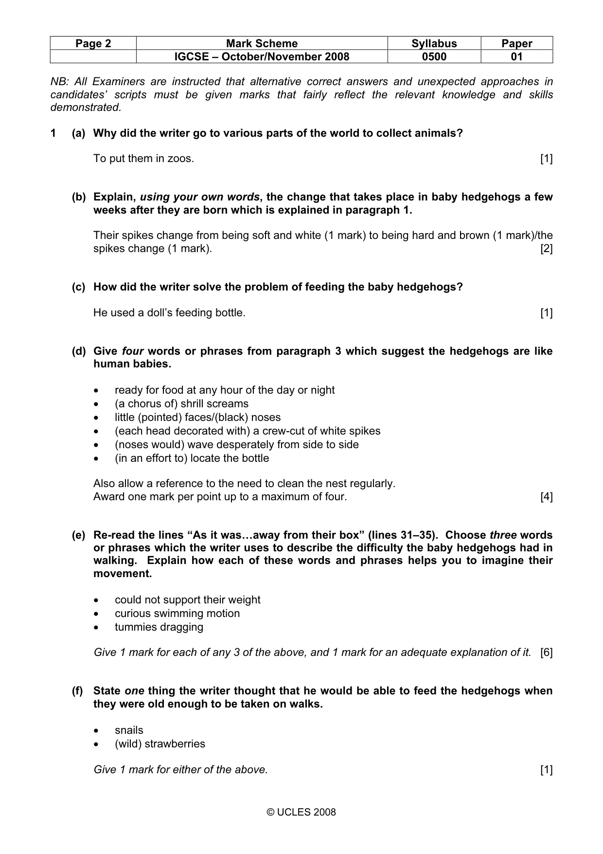 Mark scheme, page 2 of 5