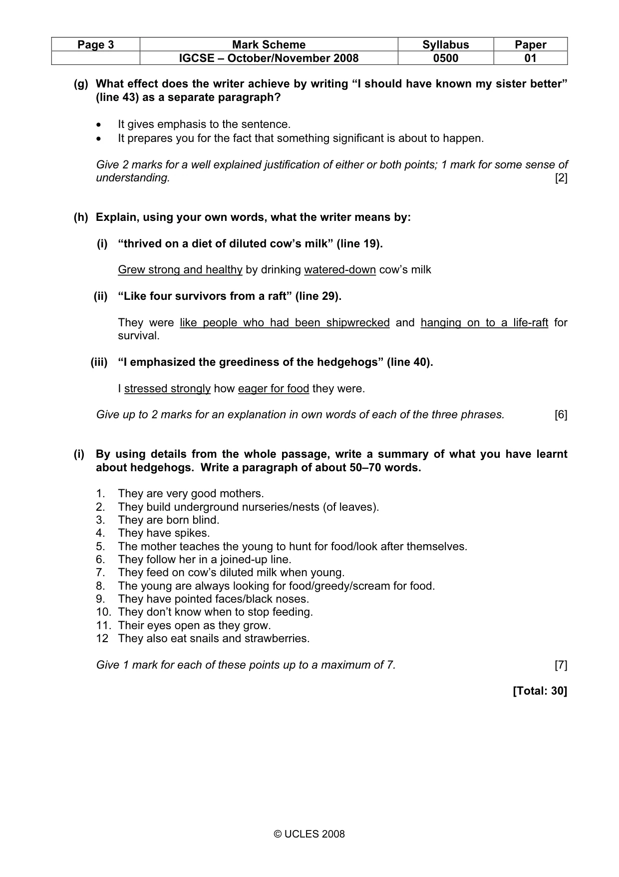 Mark scheme, page 3 of 5