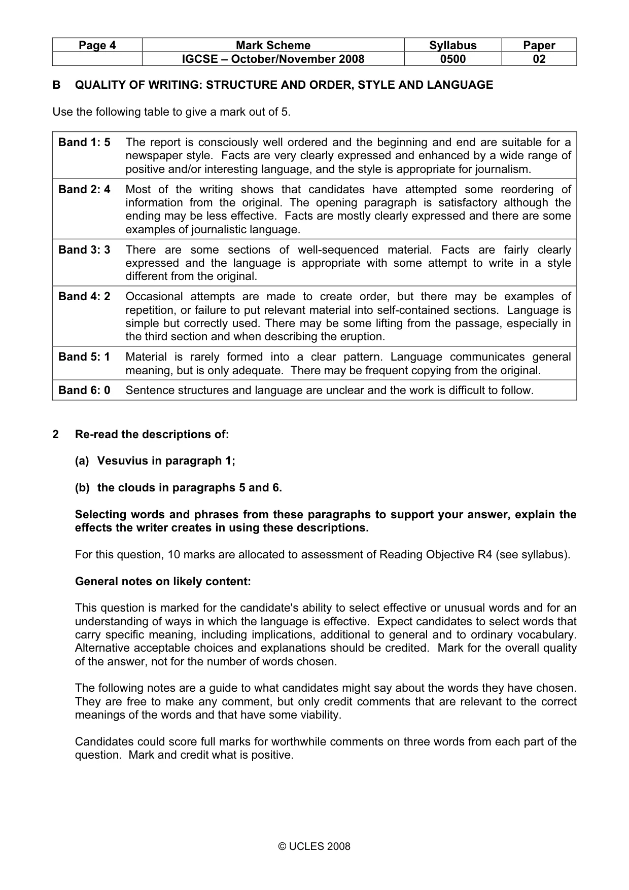 Mark scheme, page 4 of 8