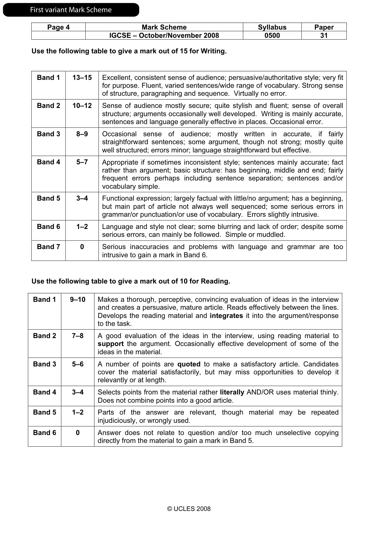 Mark scheme, page 5 of 17