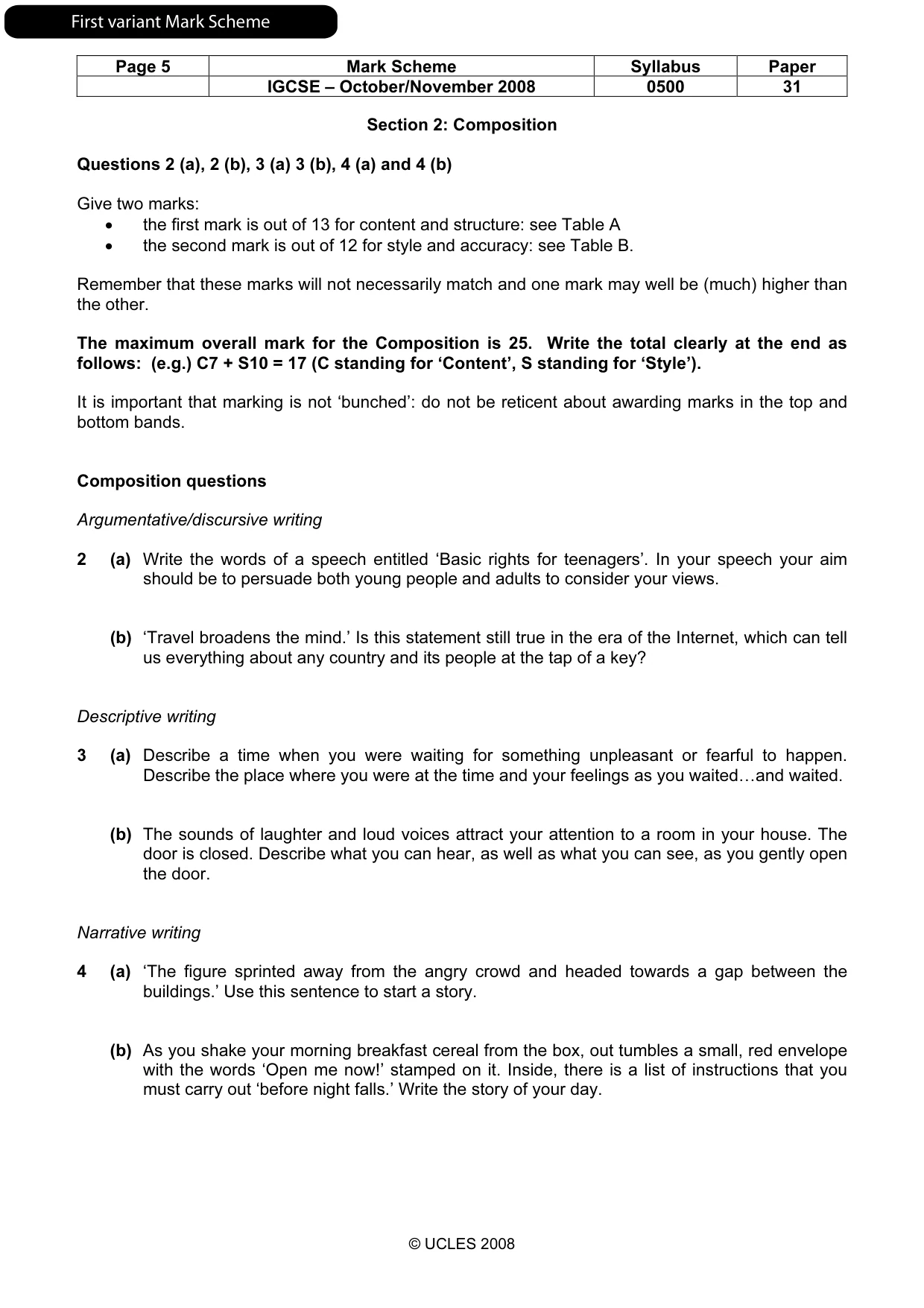 Mark scheme, page 6 of 17