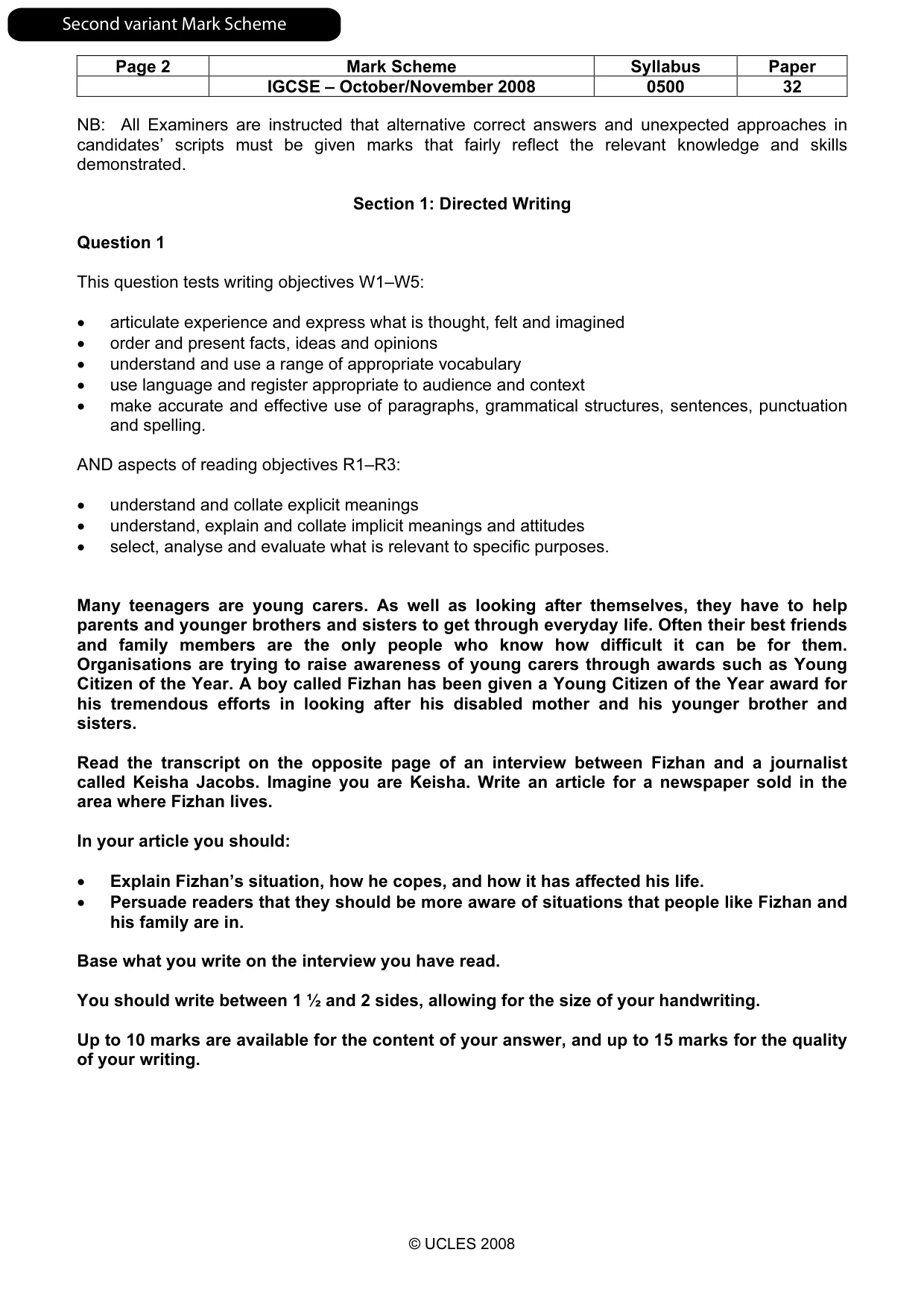 Mark scheme, page 11 of 17