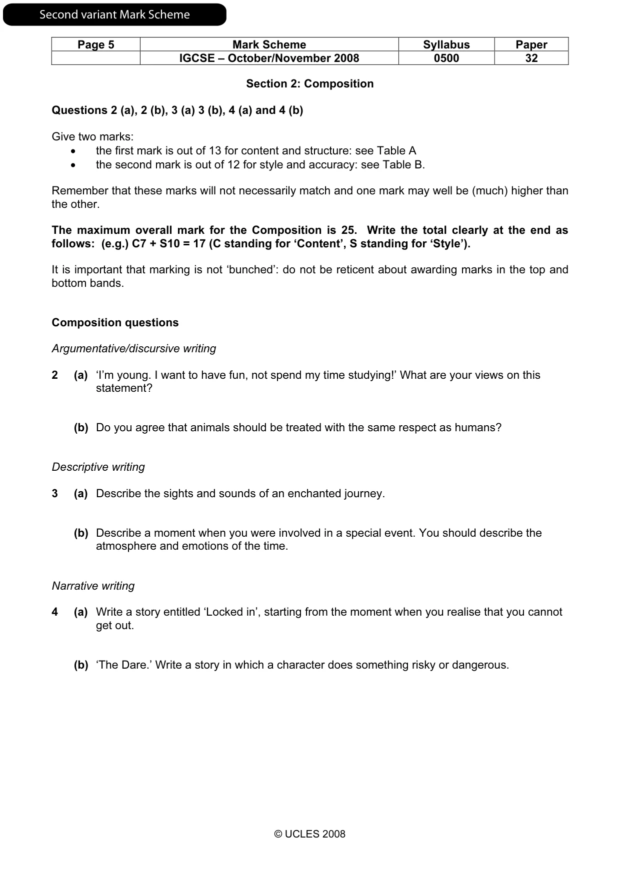 Mark scheme, page 14 of 17