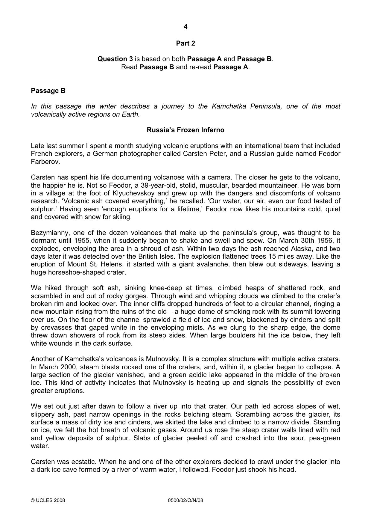 Cambridge IGCSE English - First Language 0500 2008 Oct/Nov Paper 2 · Variant 1 question paper, page 4 of 8