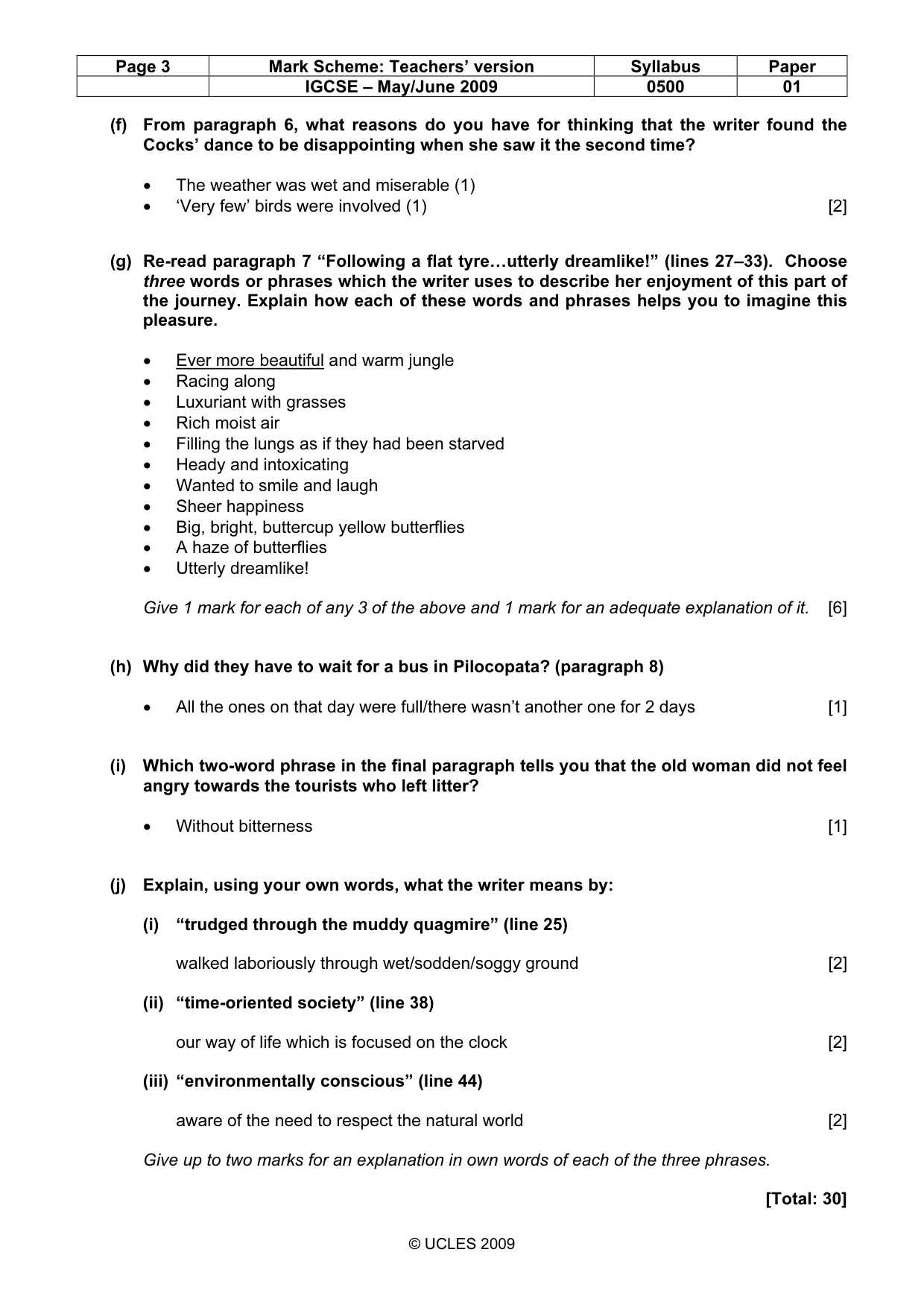 Mark scheme, page 3 of 5