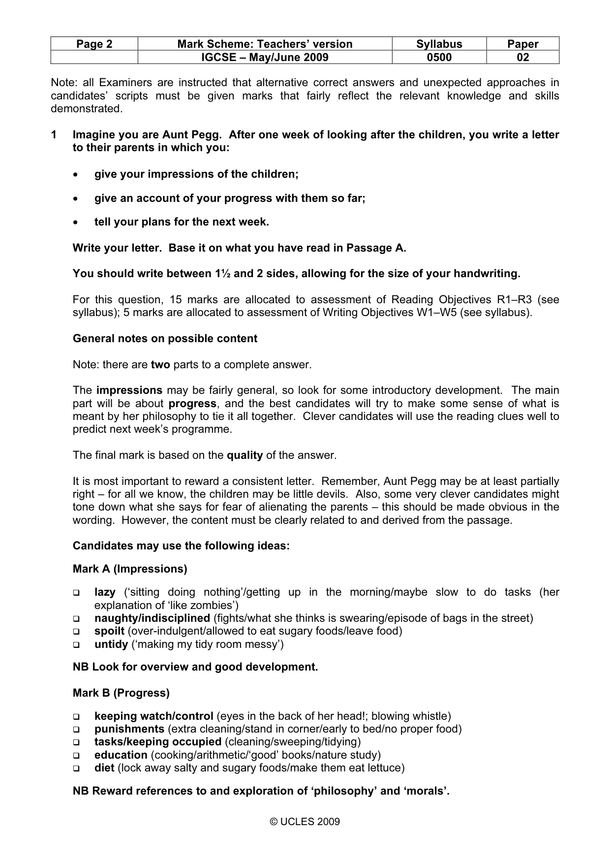 Mark scheme, page 2 of 7