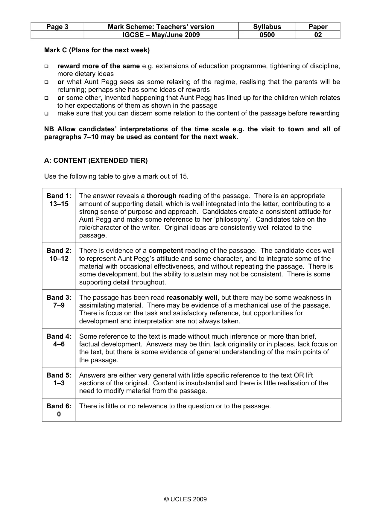 Mark scheme, page 3 of 7